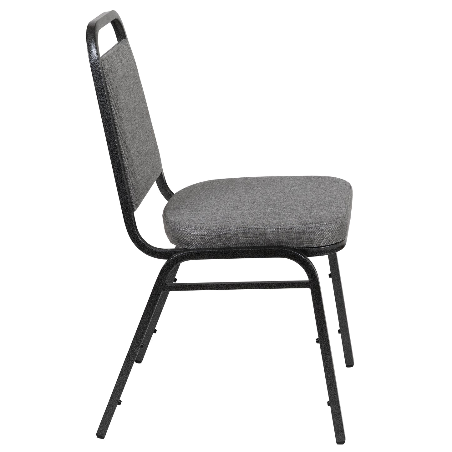 HERCULES Series Trapezoidal Back Stacking Banquet Chair with 2.5" Thick Seat in Gray Fabric - Silver Vein Frame Gray Fabric/Silver Vein Frame