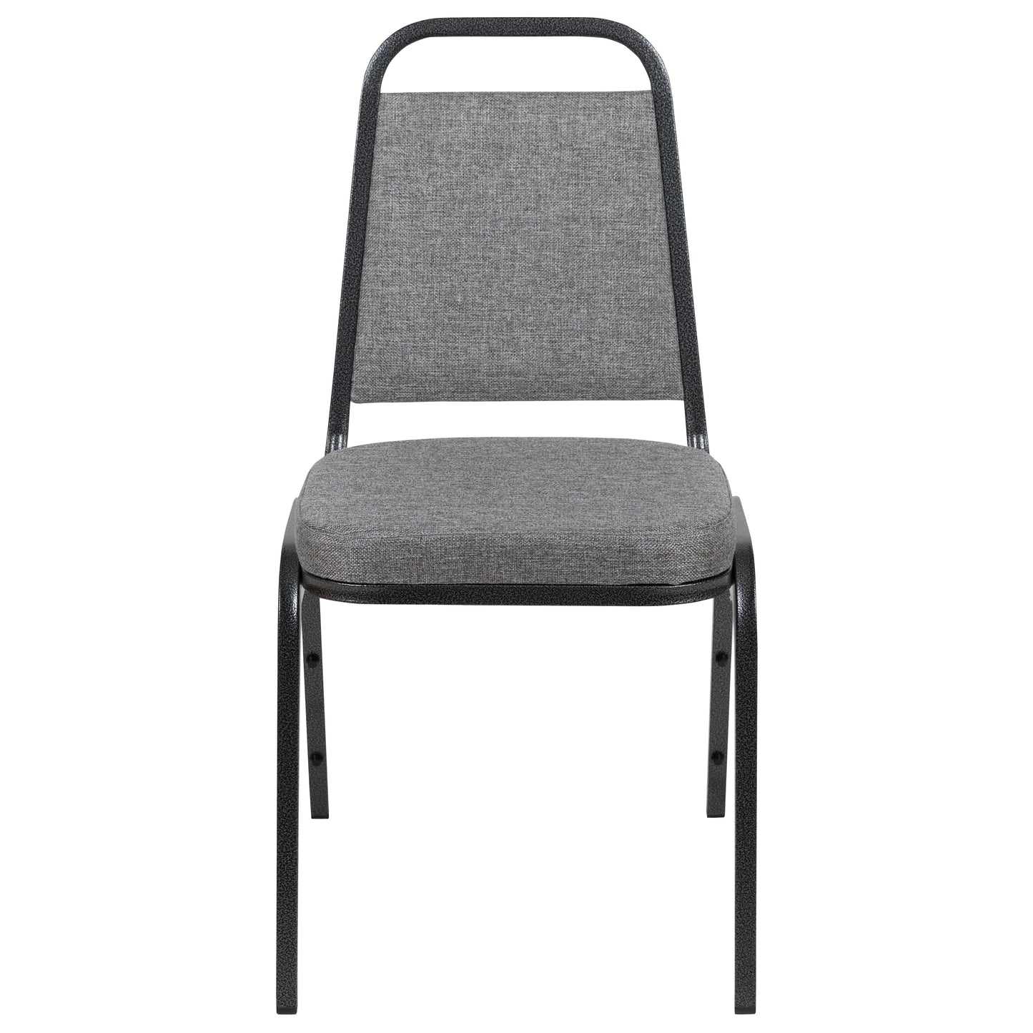 HERCULES Series Trapezoidal Back Stacking Banquet Chair with 2.5" Thick Seat in Gray Fabric - Silver Vein Frame Gray Fabric/Silver Vein Frame