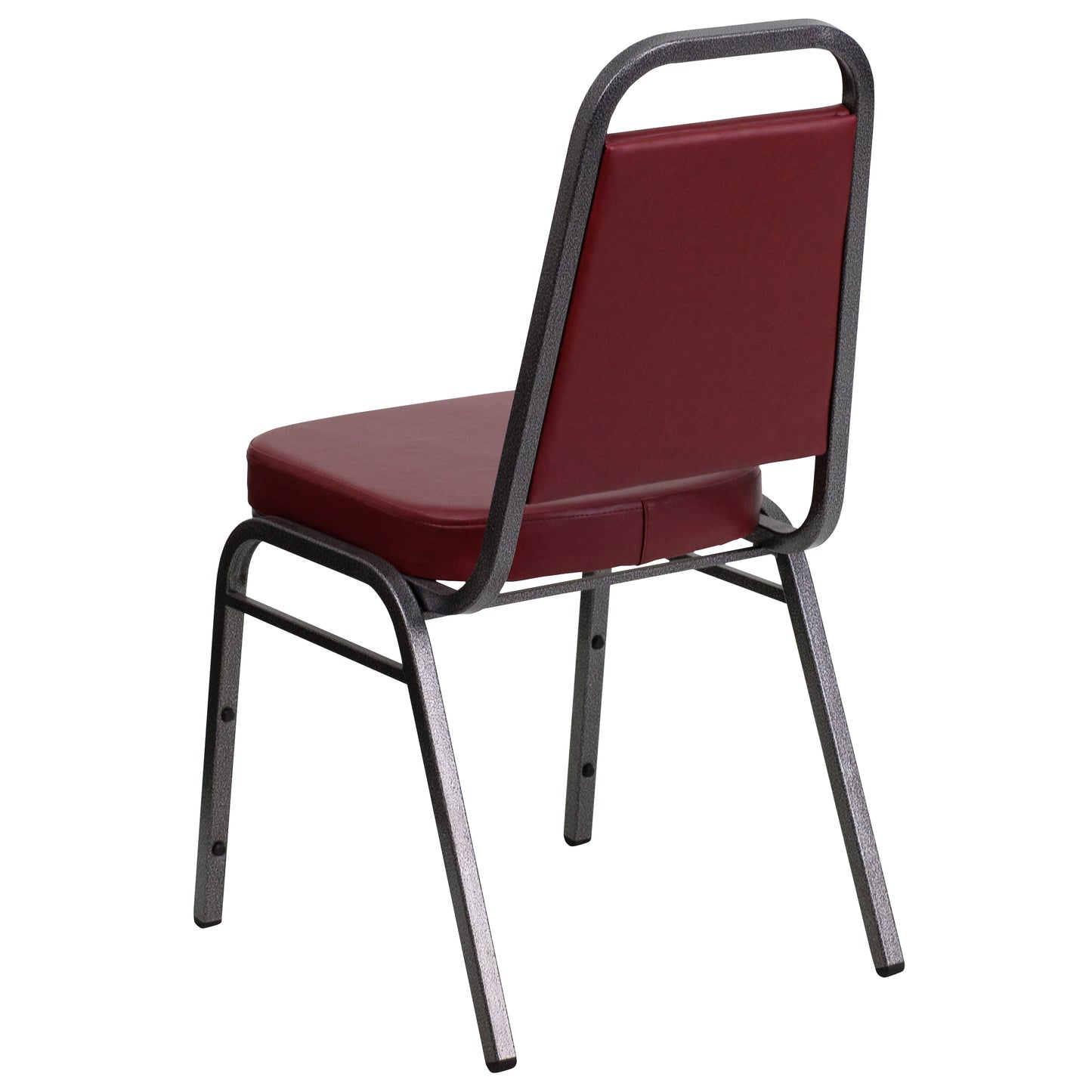 HERCULES Series Trapezoidal Back Stacking Banquet Chair in Burgundy Vinyl - Silver Vein Frame Burgundy Vinyl/Silver Vein Frame