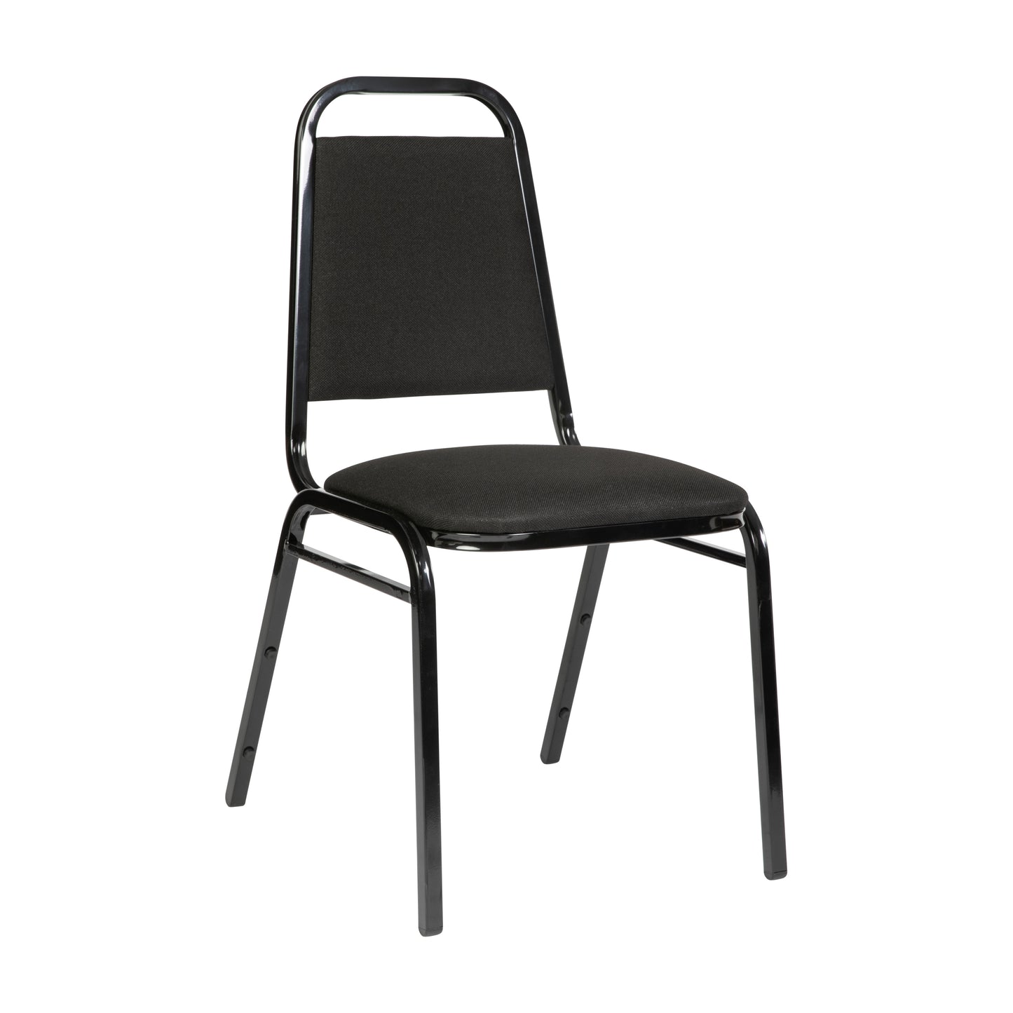 HERCULES Series Trapezoidal Back Stacking Banquet Chair in Black Fabric - Black Frame Black Fabric/Black Frame