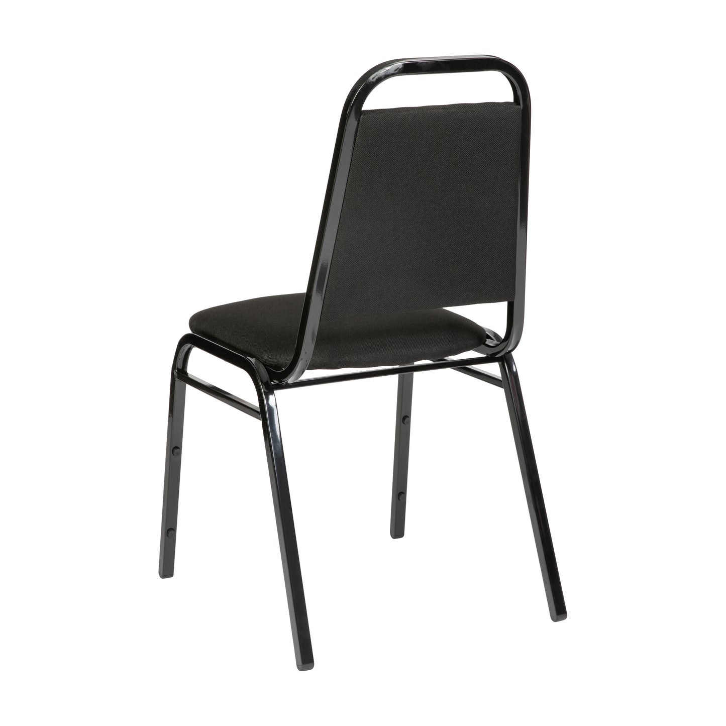 HERCULES Series Trapezoidal Back Stacking Banquet Chair in Black Fabric - Black Frame Black Fabric/Black Frame