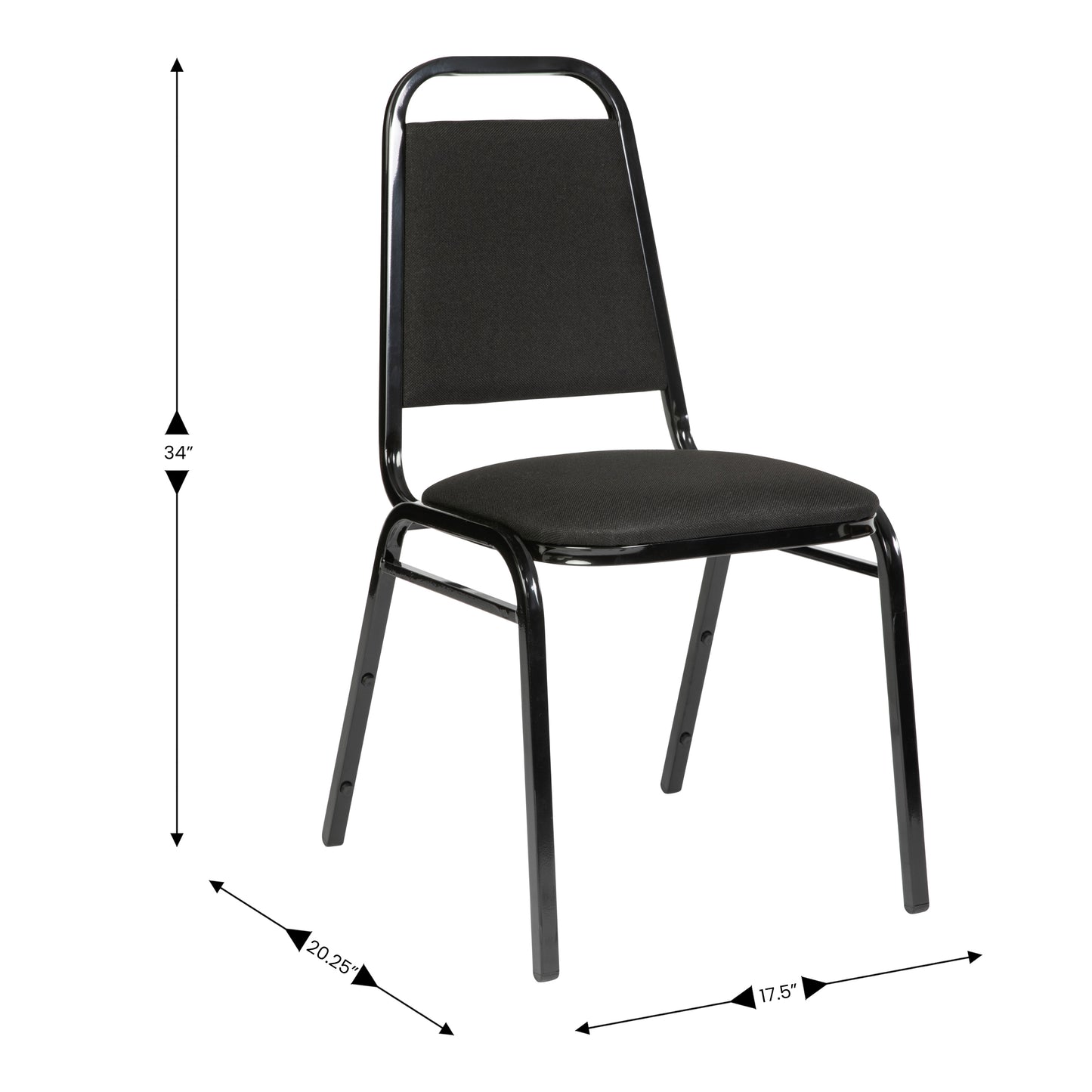 HERCULES Series Trapezoidal Back Stacking Banquet Chair in Black Fabric - Black Frame Black Fabric/Black Frame