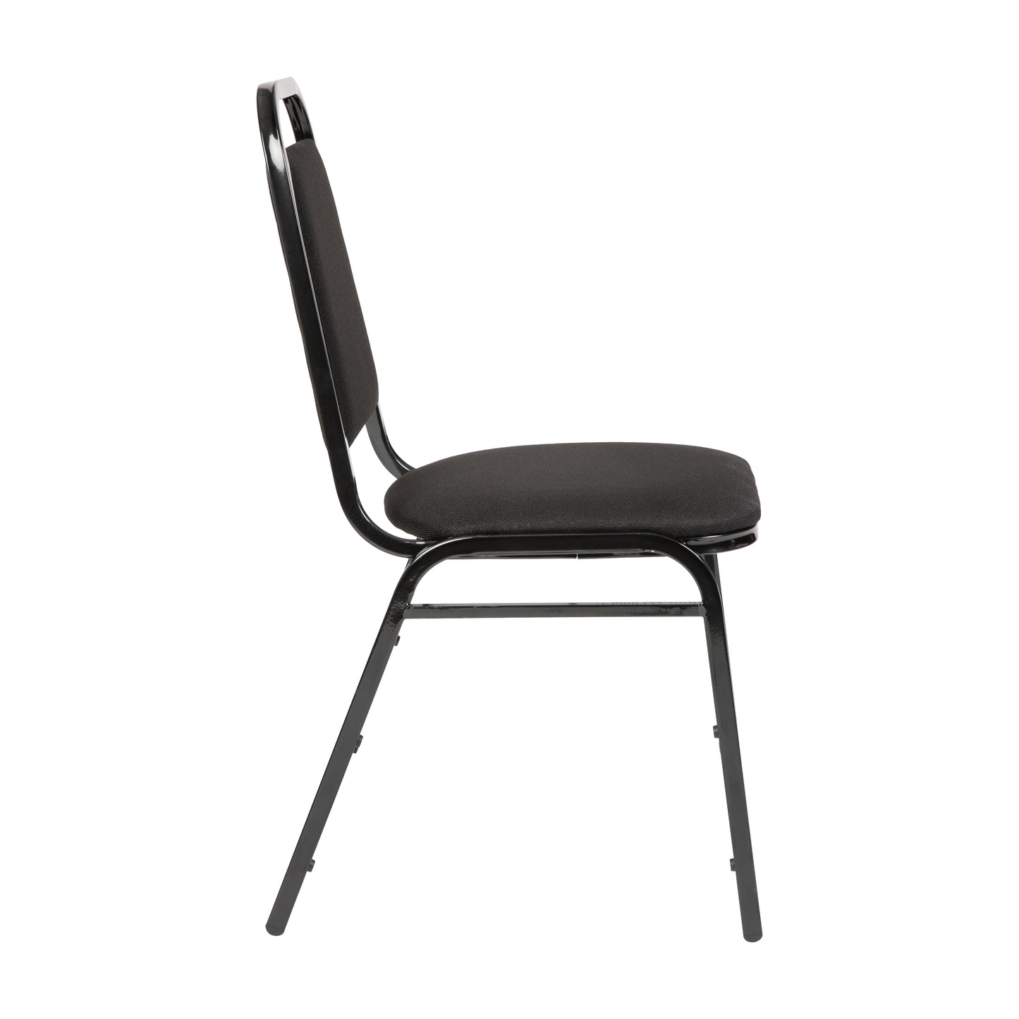 HERCULES Series Trapezoidal Back Stacking Banquet Chair in Black Fabric - Black Frame Black Fabric/Black Frame