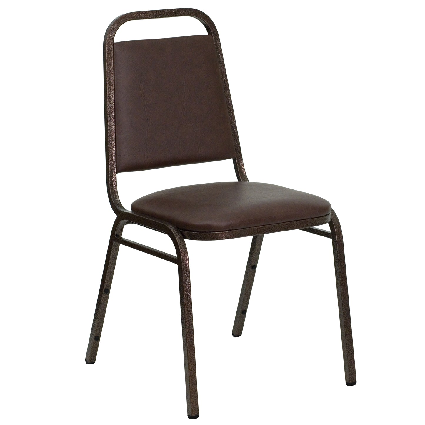 HERCULES Series Trapezoidal Back Stacking Banquet Chair in Brown Vinyl - Copper Vein Frame Brown Vinyl/Copper Vein Frame FD-BHF-2-BN-GG