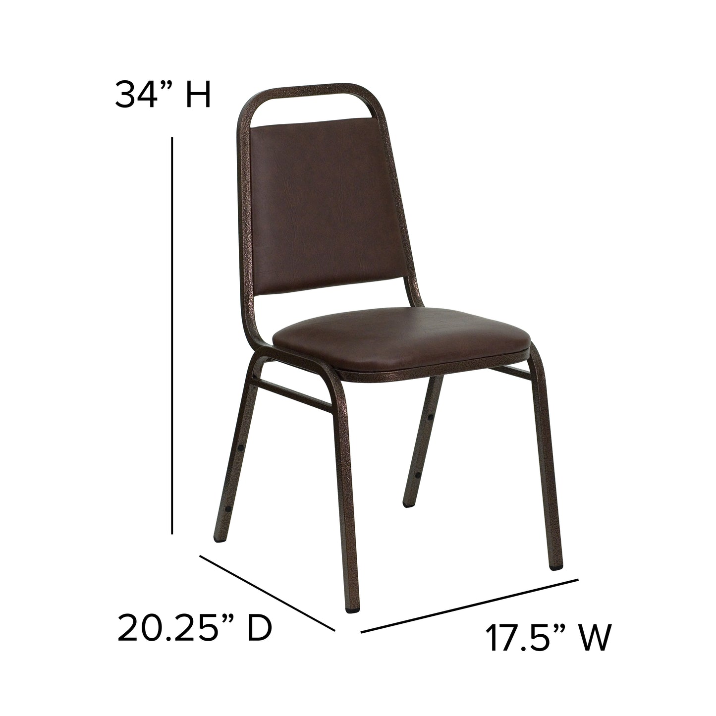 HERCULES Series Trapezoidal Back Stacking Banquet Chair in Brown Vinyl - Copper Vein Frame Brown Vinyl/Copper Vein Frame FD-BHF-2-BN-GG