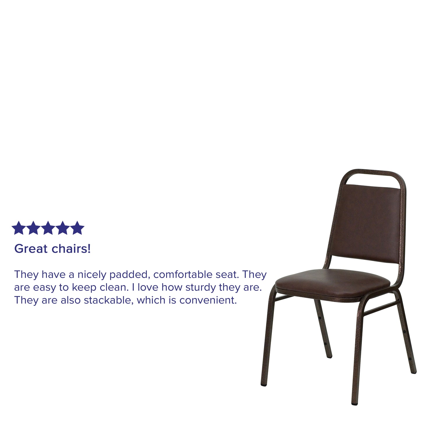 HERCULES Series Trapezoidal Back Stacking Banquet Chair in Brown Vinyl - Copper Vein Frame Brown Vinyl/Copper Vein Frame FD-BHF-2-BN-GG