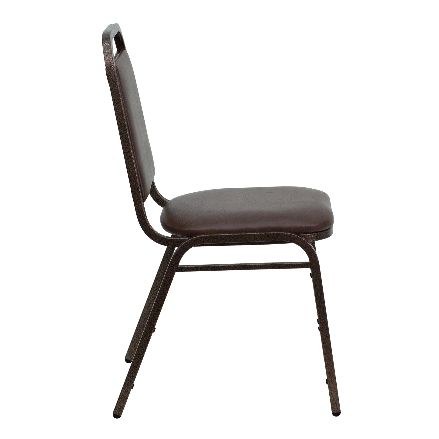 HERCULES Series Trapezoidal Back Stacking Banquet Chair in Brown Vinyl - Copper Vein Frame Brown Vinyl/Copper Vein Frame FD-BHF-2-BN-GG