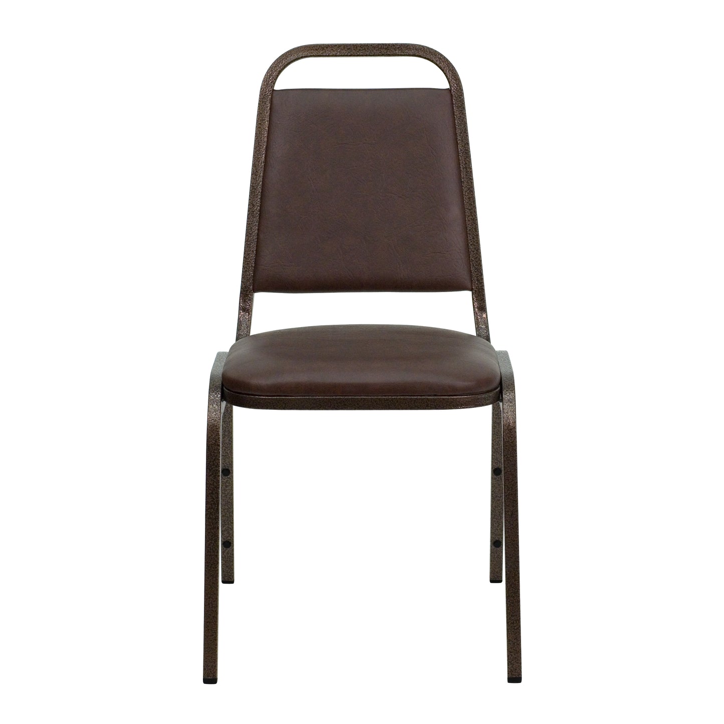 HERCULES Series Trapezoidal Back Stacking Banquet Chair in Brown Vinyl - Copper Vein Frame Brown Vinyl/Copper Vein Frame FD-BHF-2-BN-GG