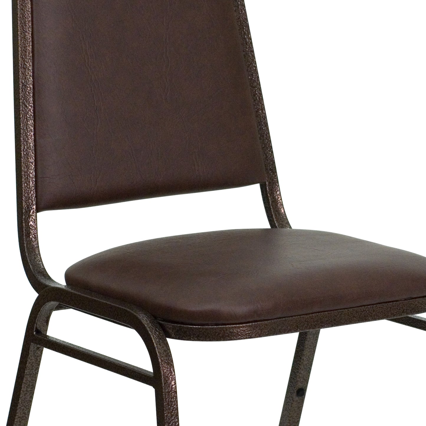 HERCULES Series Trapezoidal Back Stacking Banquet Chair in Brown Vinyl - Copper Vein Frame Brown Vinyl/Copper Vein Frame FD-BHF-2-BN-GG