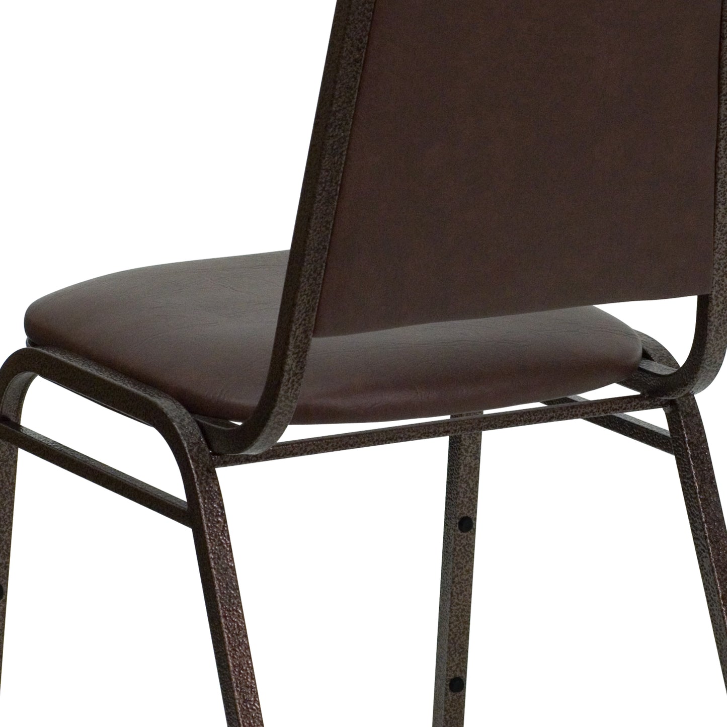 HERCULES Series Trapezoidal Back Stacking Banquet Chair in Brown Vinyl - Copper Vein Frame Brown Vinyl/Copper Vein Frame FD-BHF-2-BN-GG