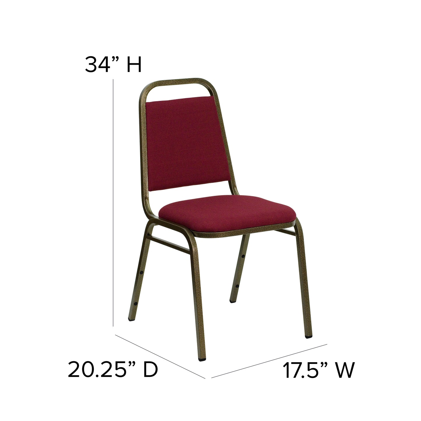 HERCULES Series Trapezoidal Back Stacking Banquet Chair in Burgundy Fabric - Gold Vein Frame Burgundy Fabric/Gold Vein Frame