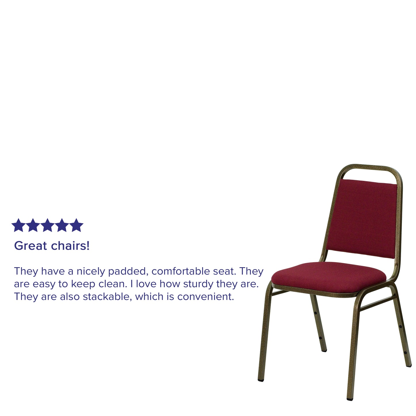 HERCULES Series Trapezoidal Back Stacking Banquet Chair in Burgundy Fabric - Gold Vein Frame Burgundy Fabric/Gold Vein Frame