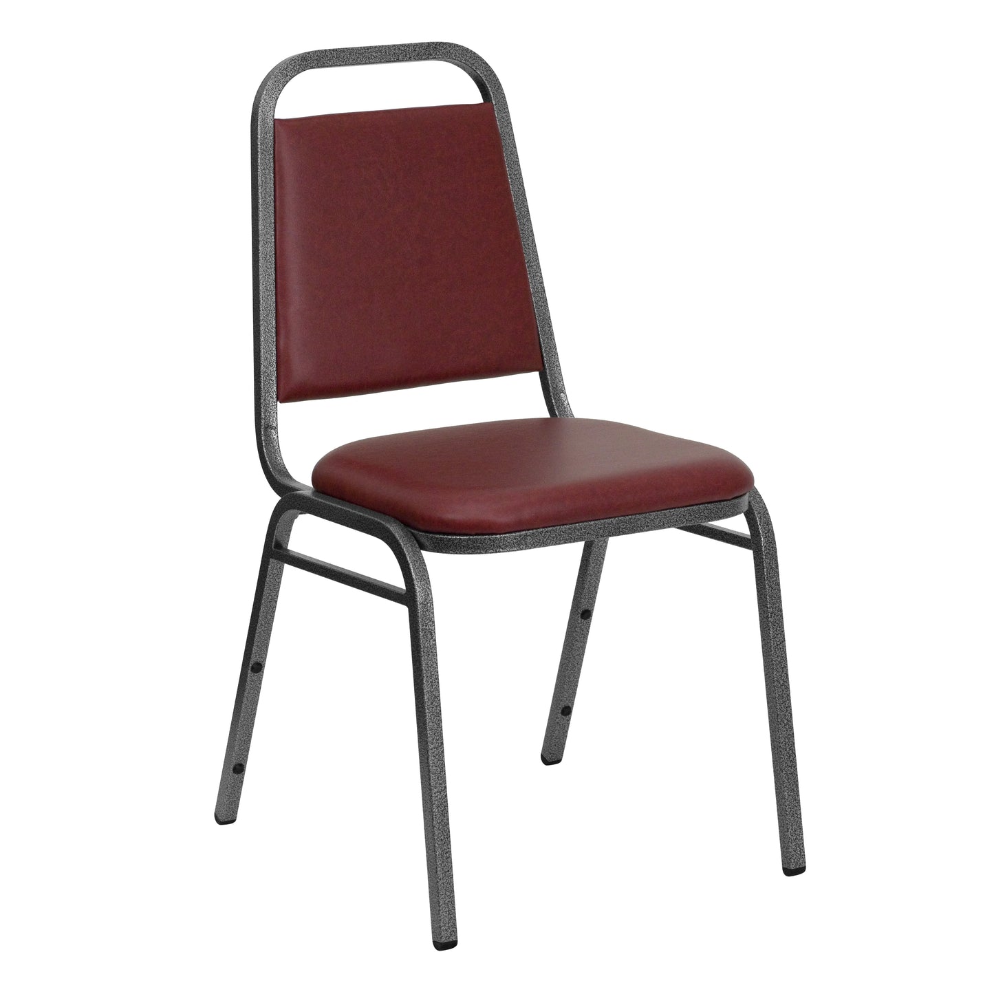 HERCULES Series Trapezoidal Back Stacking Banquet Chair in Burgundy Vinyl - Silver Vein Frame Burgundy Vinyl/Silver Vein Frame
