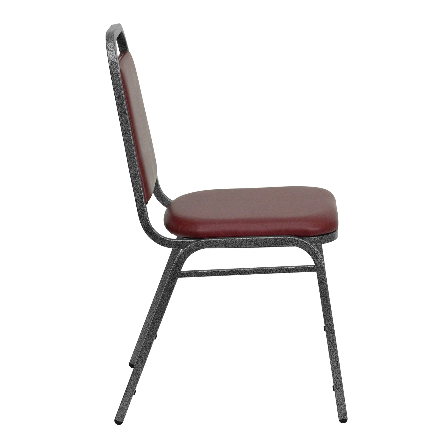 HERCULES Series Trapezoidal Back Stacking Banquet Chair in Burgundy Vinyl - Silver Vein Frame Burgundy Vinyl/Silver Vein Frame