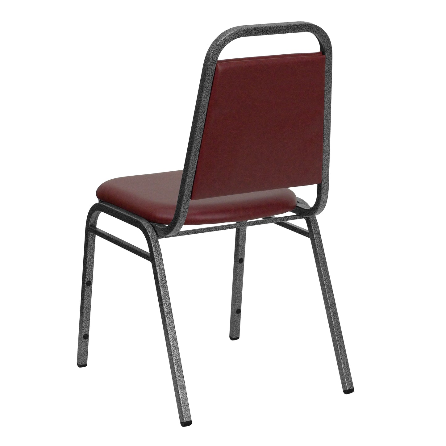HERCULES Series Trapezoidal Back Stacking Banquet Chair in Burgundy Vinyl - Silver Vein Frame Burgundy Vinyl/Silver Vein Frame