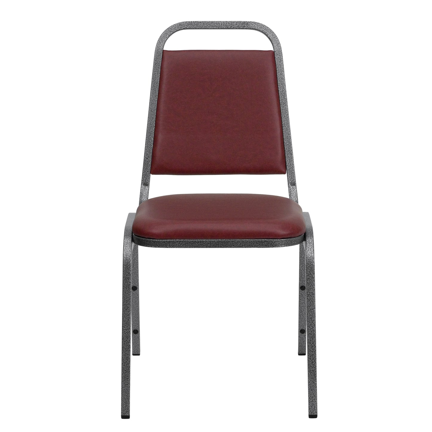 HERCULES Series Trapezoidal Back Stacking Banquet Chair in Burgundy Vinyl - Silver Vein Frame Burgundy Vinyl/Silver Vein Frame