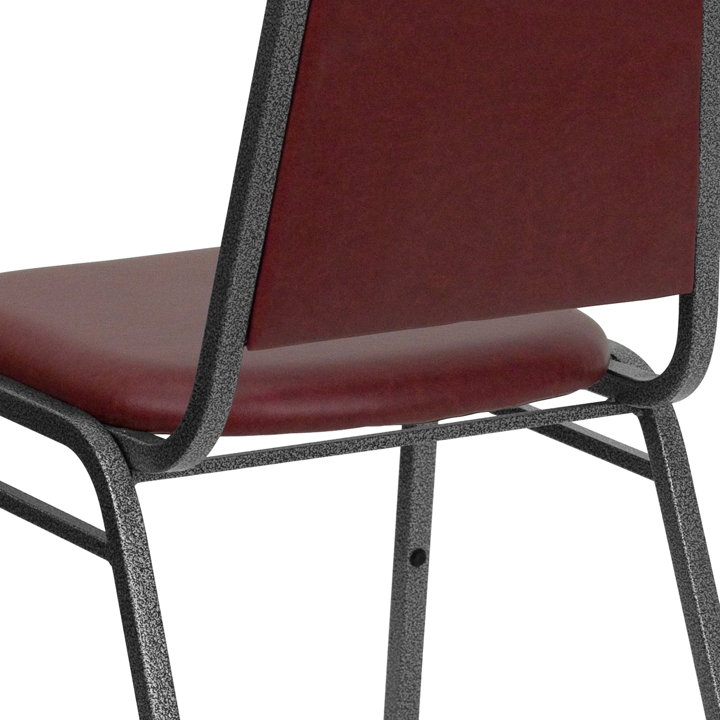 HERCULES Series Trapezoidal Back Stacking Banquet Chair in Burgundy Vinyl - Silver Vein Frame Burgundy Vinyl/Silver Vein Frame