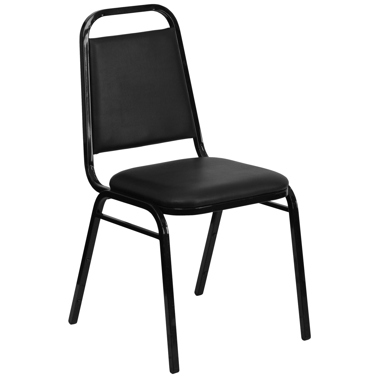 HERCULES Series Trapezoidal Back Stacking Banquet Chair in Black Vinyl - Black Frame Black Vinyl/Black Frame FD-BHF-2-GG