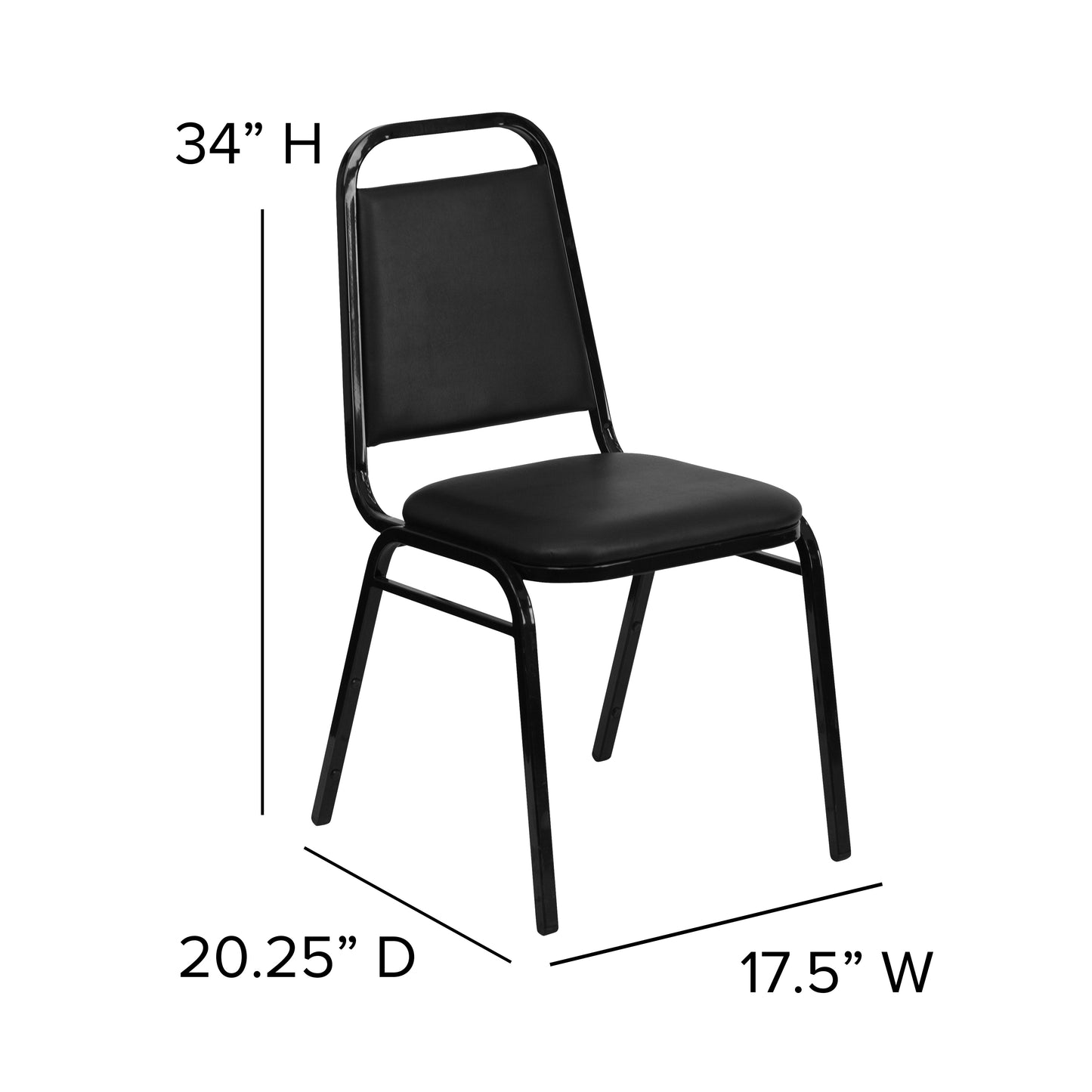 HERCULES Series Trapezoidal Back Stacking Banquet Chair in Black Vinyl - Black Frame Black Vinyl/Black Frame FD-BHF-2-GG