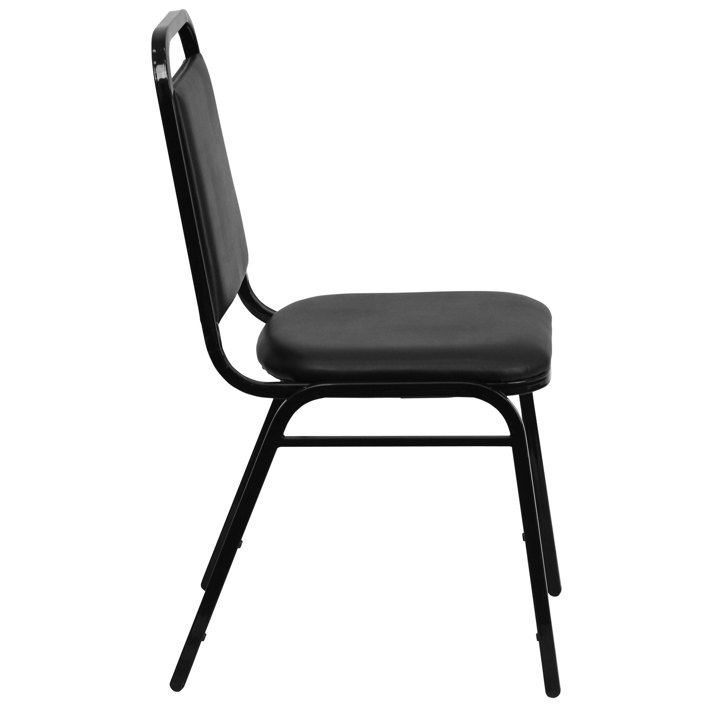 HERCULES Series Trapezoidal Back Stacking Banquet Chair in Black Vinyl - Black Frame Black Vinyl/Black Frame FD-BHF-2-GG
