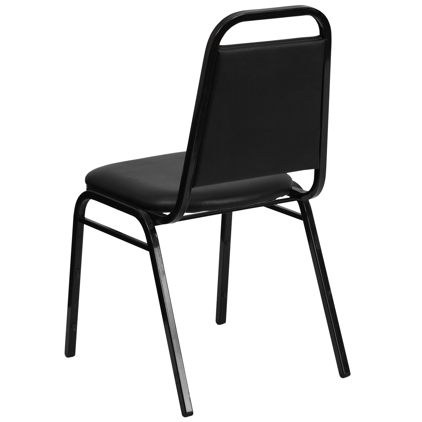 HERCULES Series Trapezoidal Back Stacking Banquet Chair in Black Vinyl - Black Frame Black Vinyl/Black Frame FD-BHF-2-GG