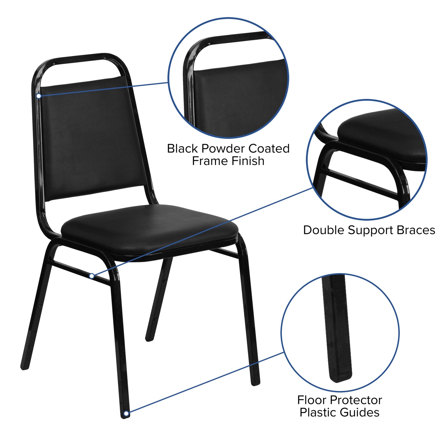 HERCULES Series Trapezoidal Back Stacking Banquet Chair in Black Vinyl - Black Frame Black Vinyl/Black Frame FD-BHF-2-GG