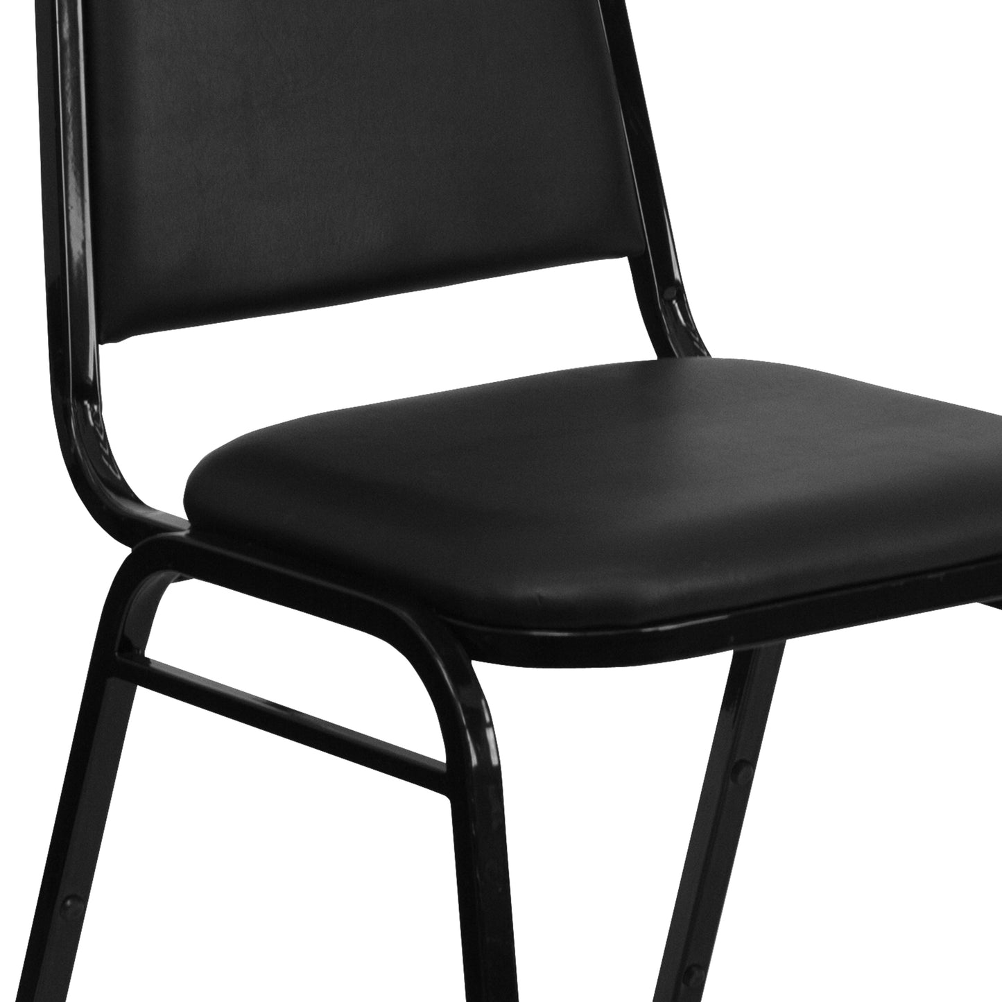 HERCULES Series Trapezoidal Back Stacking Banquet Chair in Black Vinyl - Black Frame Black Vinyl/Black Frame FD-BHF-2-GG