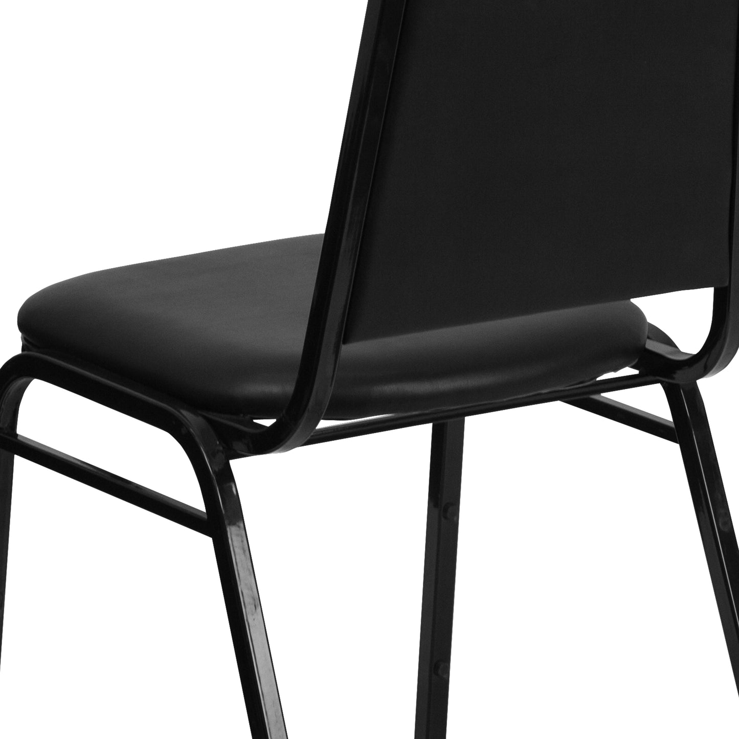 HERCULES Series Trapezoidal Back Stacking Banquet Chair in Black Vinyl - Black Frame Black Vinyl/Black Frame FD-BHF-2-GG