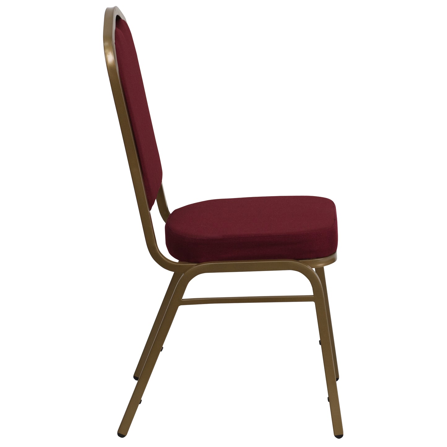 HERCULES Series Crown Back Stacking Banquet Chair in Burgundy Fabric - Gold Frame Burgundy Fabric/Gold Frame
