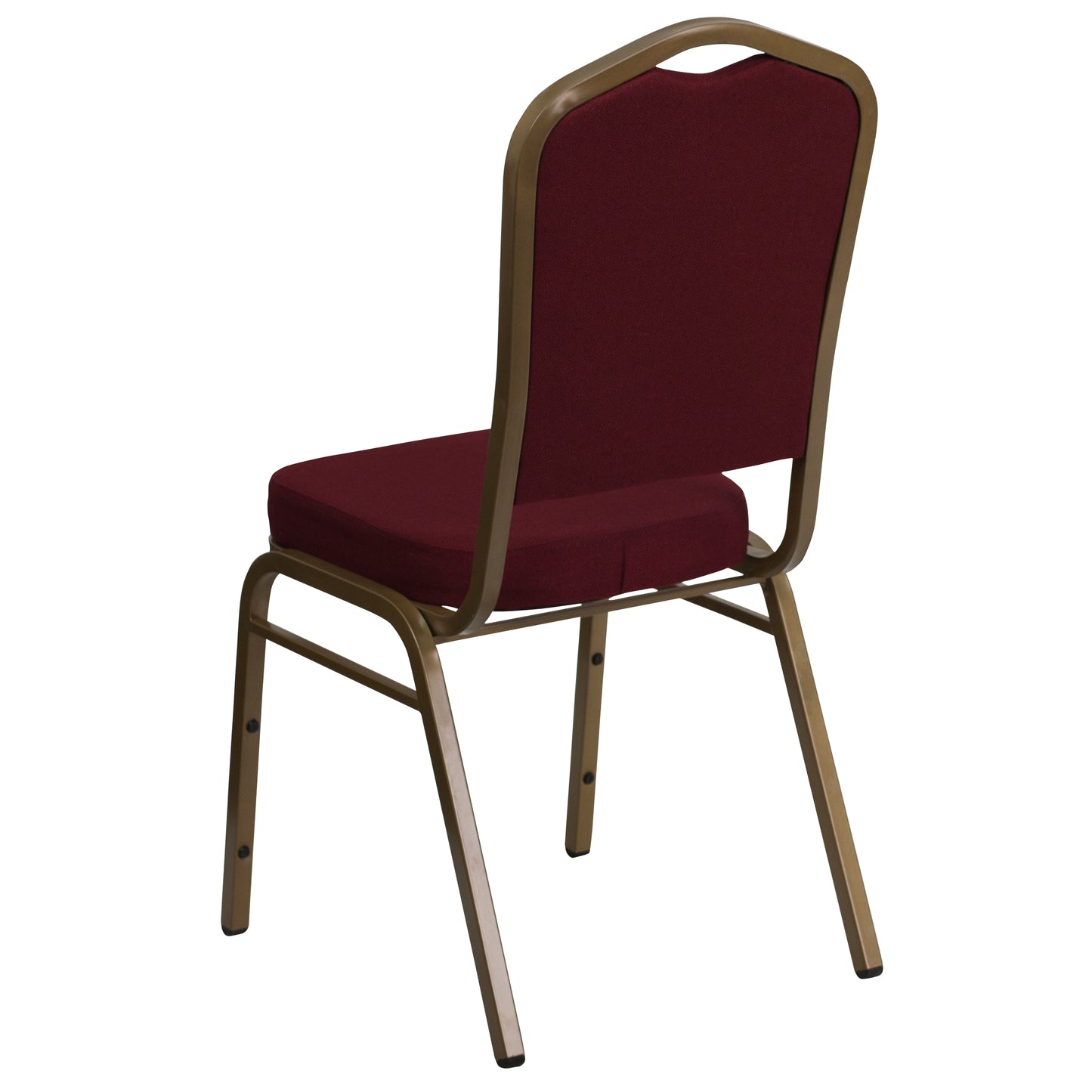 HERCULES Series Crown Back Stacking Banquet Chair in Burgundy Fabric - Gold Frame Burgundy Fabric/Gold Frame