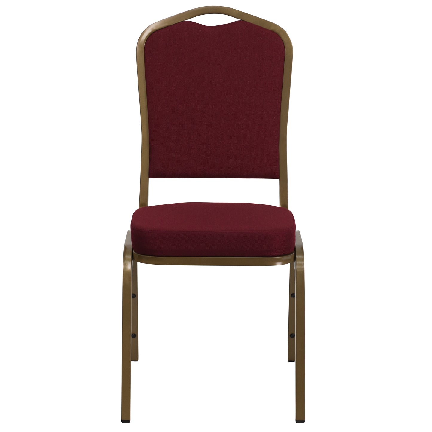 HERCULES Series Crown Back Stacking Banquet Chair in Burgundy Fabric - Gold Frame Burgundy Fabric/Gold Frame