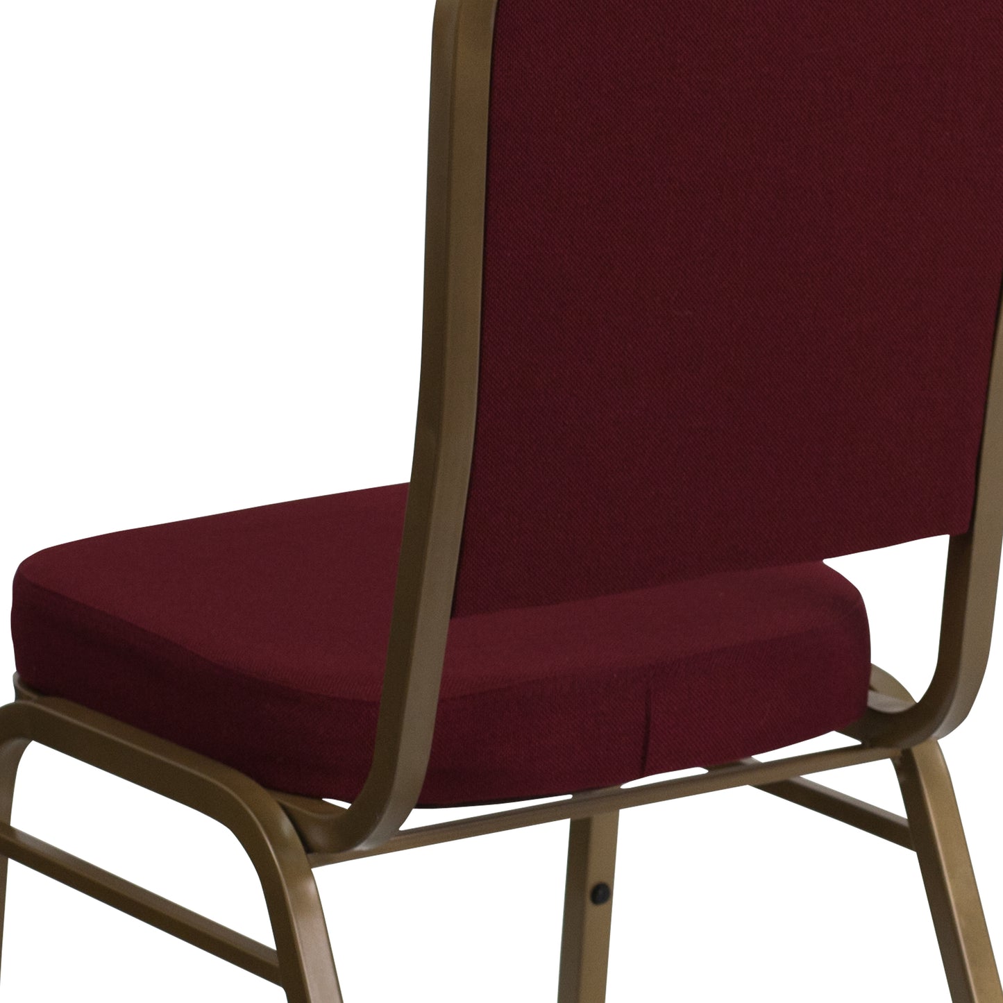HERCULES Series Crown Back Stacking Banquet Chair in Burgundy Fabric - Gold Frame Burgundy Fabric/Gold Frame