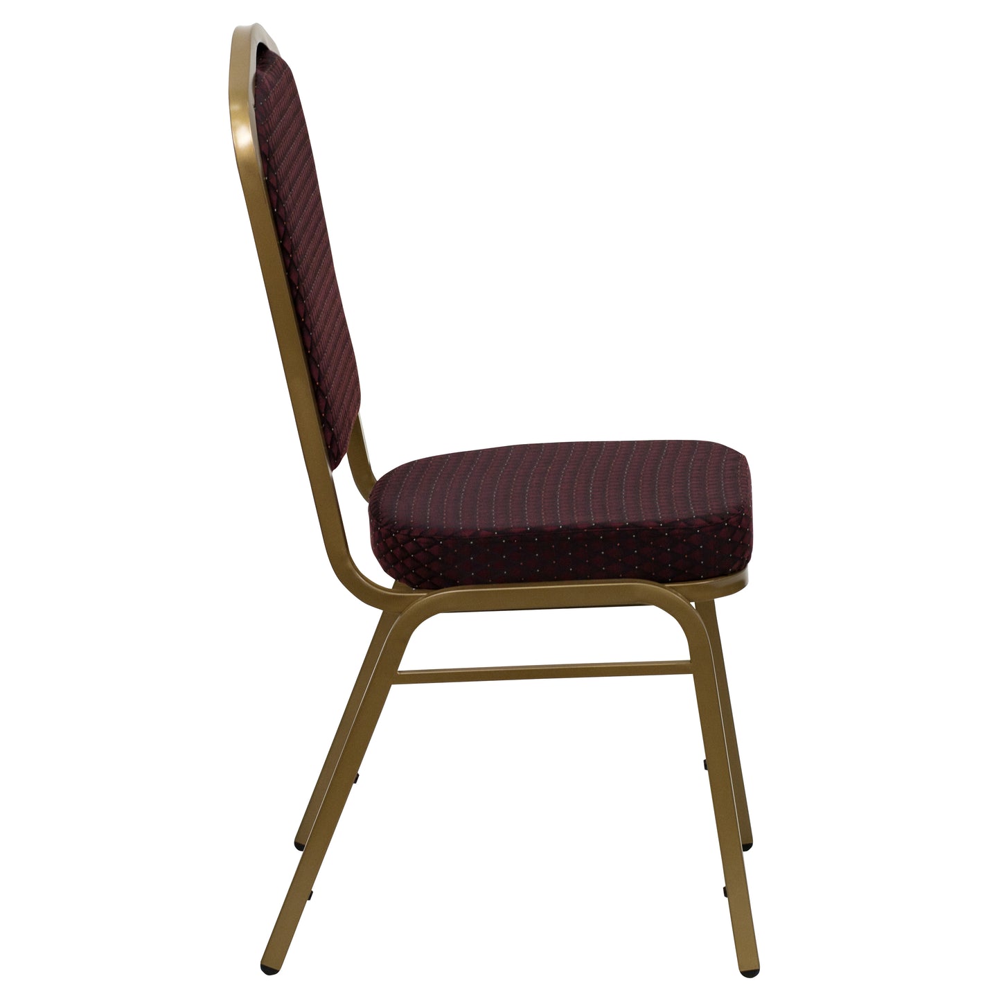 HERCULES Series Crown Back Stacking Banquet Chair in Burgundy Patterned Fabric - Gold Frame Burgundy Patterned Fabric/Gold Frame