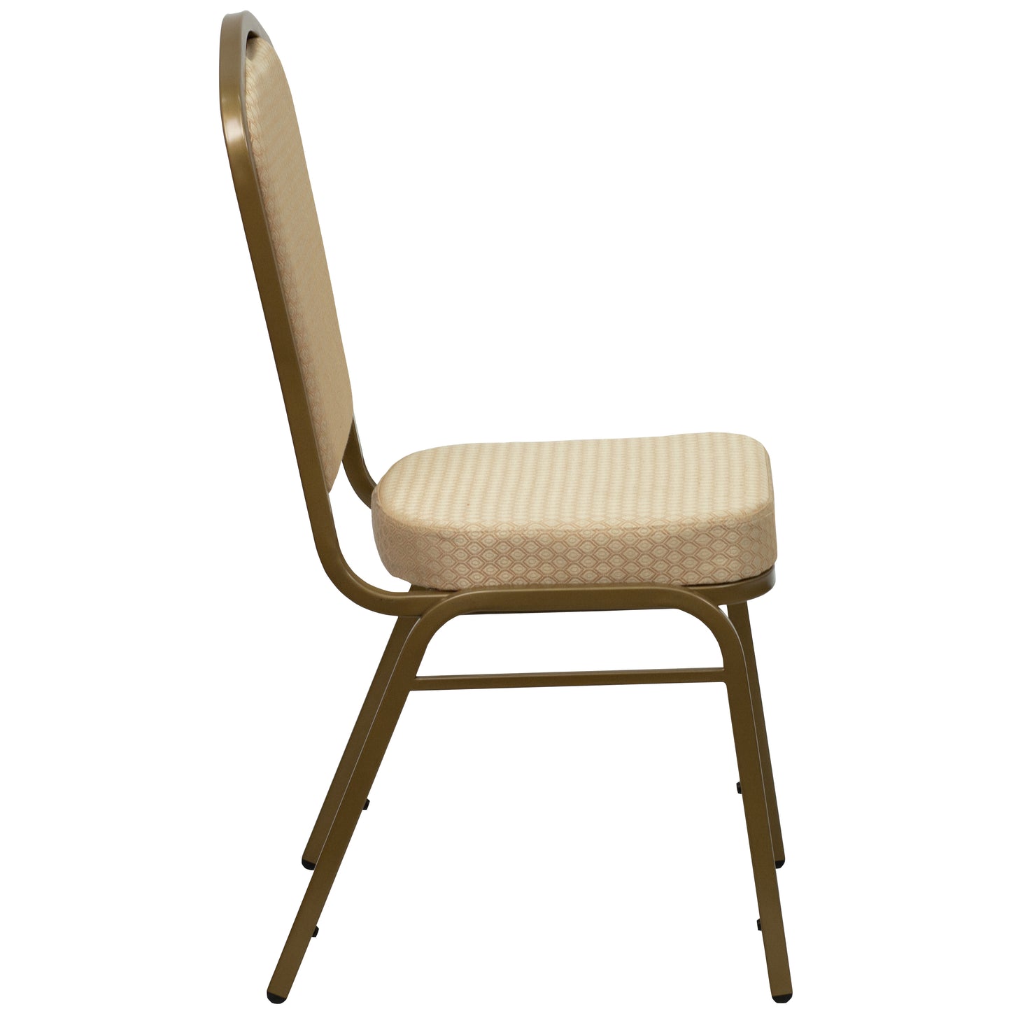 HERCULES Series Crown Back Stacking Banquet Chair in Beige Patterned Fabric - Gold Frame Beige Patterned Fabric/Gold Frame