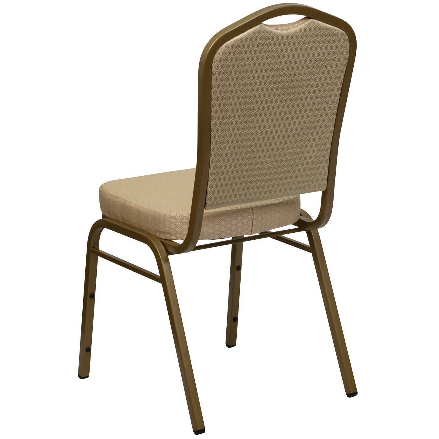 HERCULES Series Crown Back Stacking Banquet Chair in Beige Patterned Fabric - Gold Frame Beige Patterned Fabric/Gold Frame