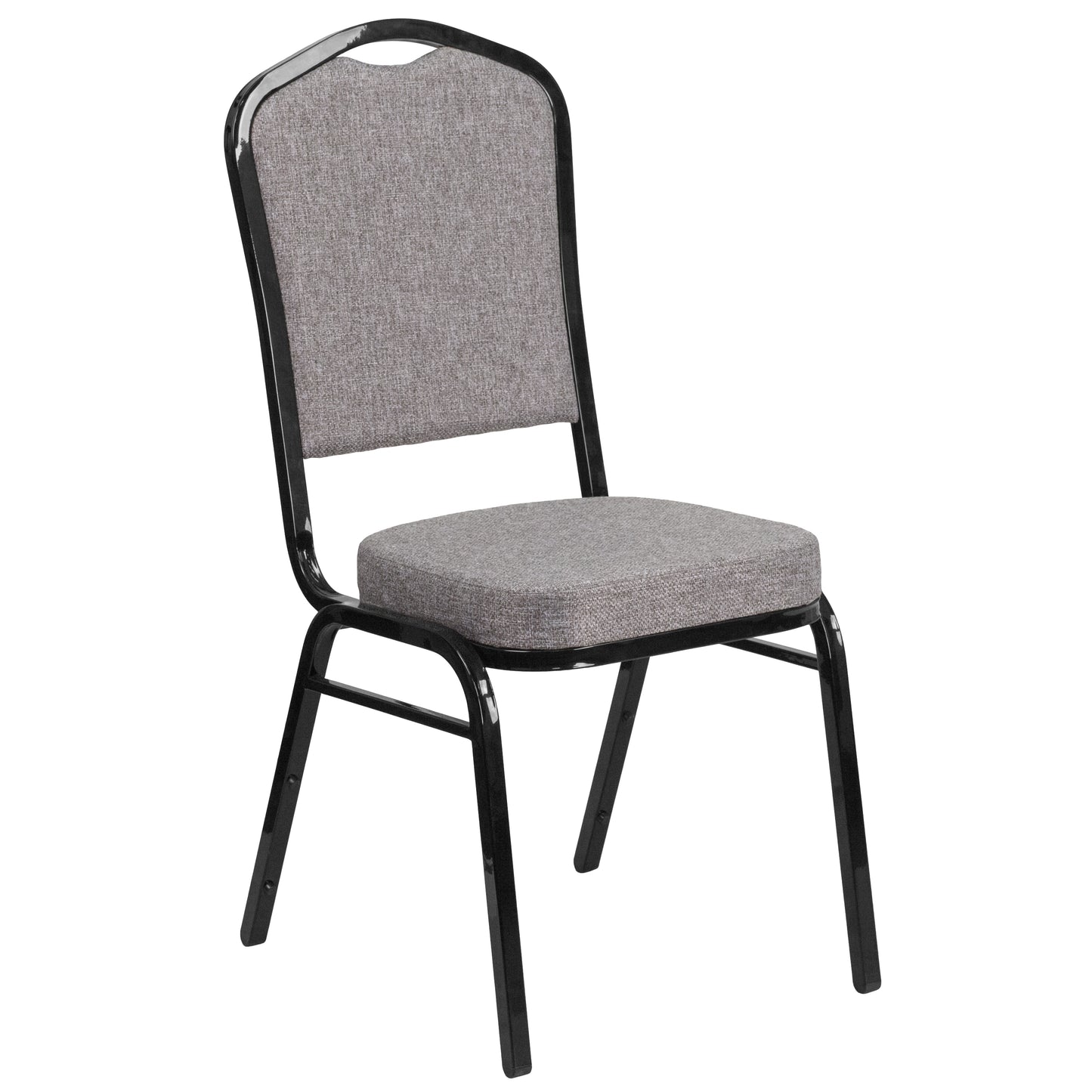 HERCULES Series Crown Back Stacking Banquet Chair in Gray Fabric - Black Frame Gray Fabric/Black Frame FD-C01-B-5-GG