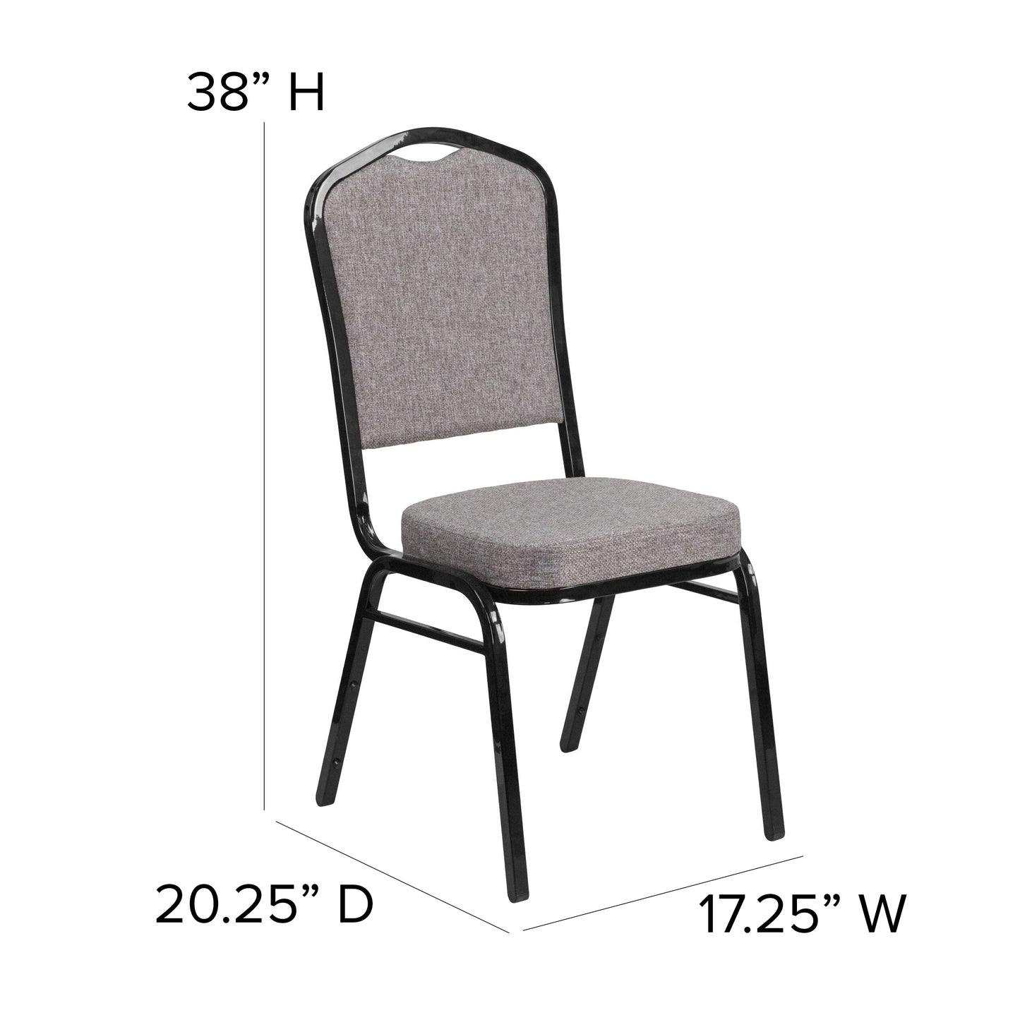 HERCULES Series Crown Back Stacking Banquet Chair in Gray Fabric - Black Frame Gray Fabric/Black Frame FD-C01-B-5-GG