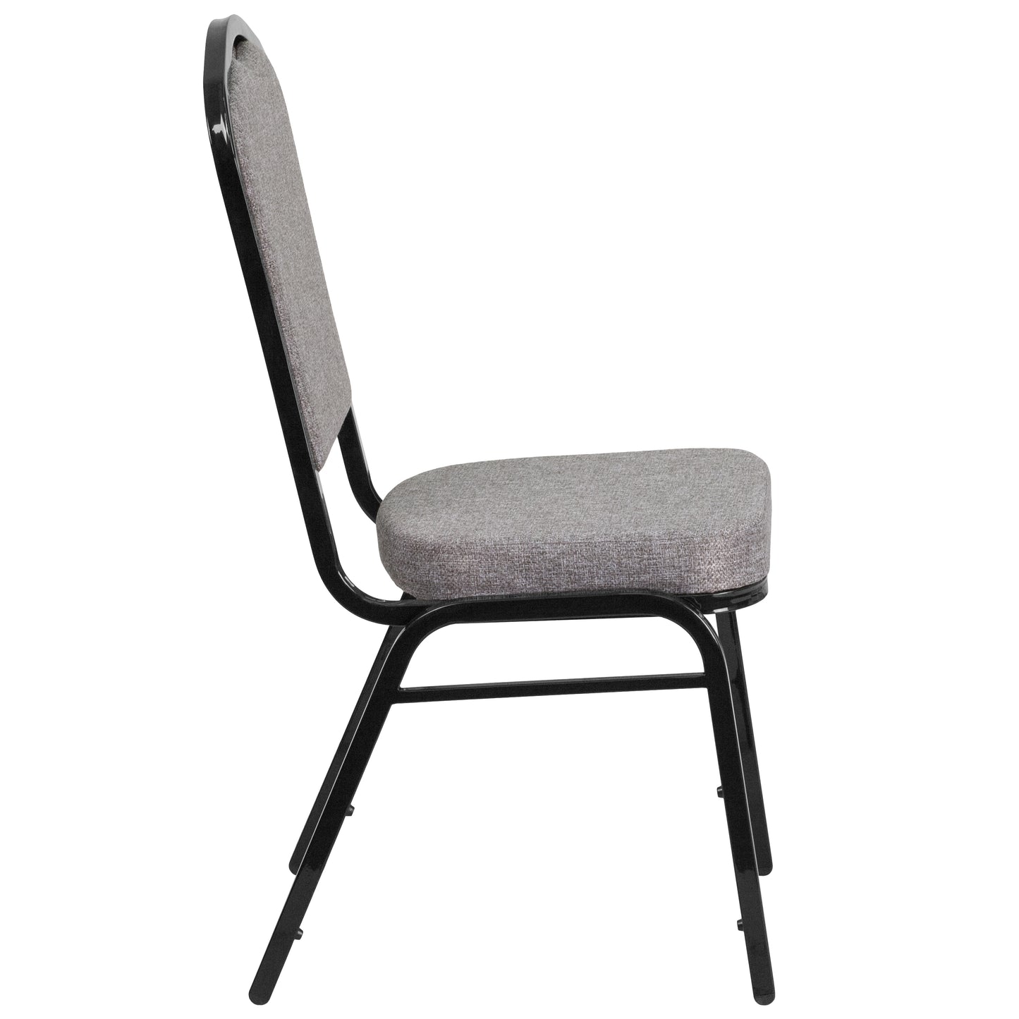 HERCULES Series Crown Back Stacking Banquet Chair in Gray Fabric - Black Frame Gray Fabric/Black Frame FD-C01-B-5-GG
