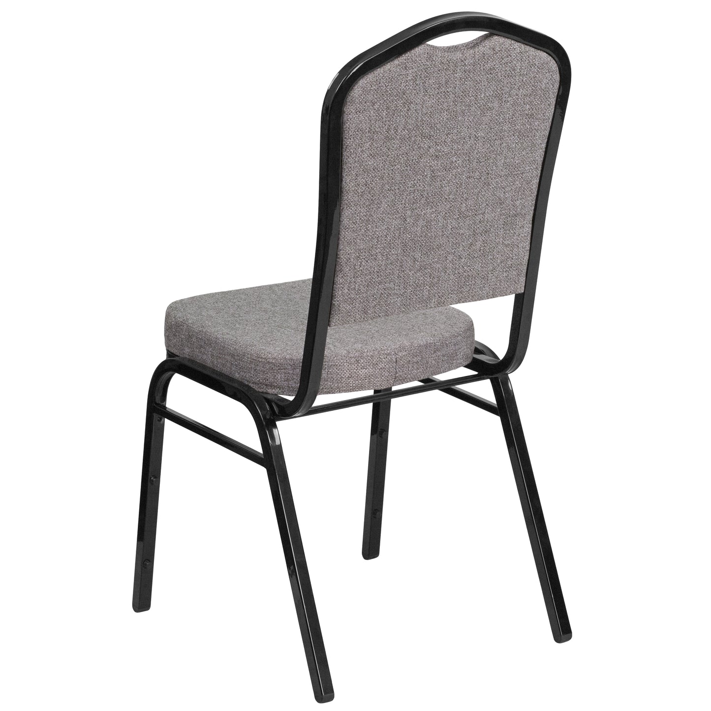 HERCULES Series Crown Back Stacking Banquet Chair in Gray Fabric - Black Frame Gray Fabric/Black Frame FD-C01-B-5-GG