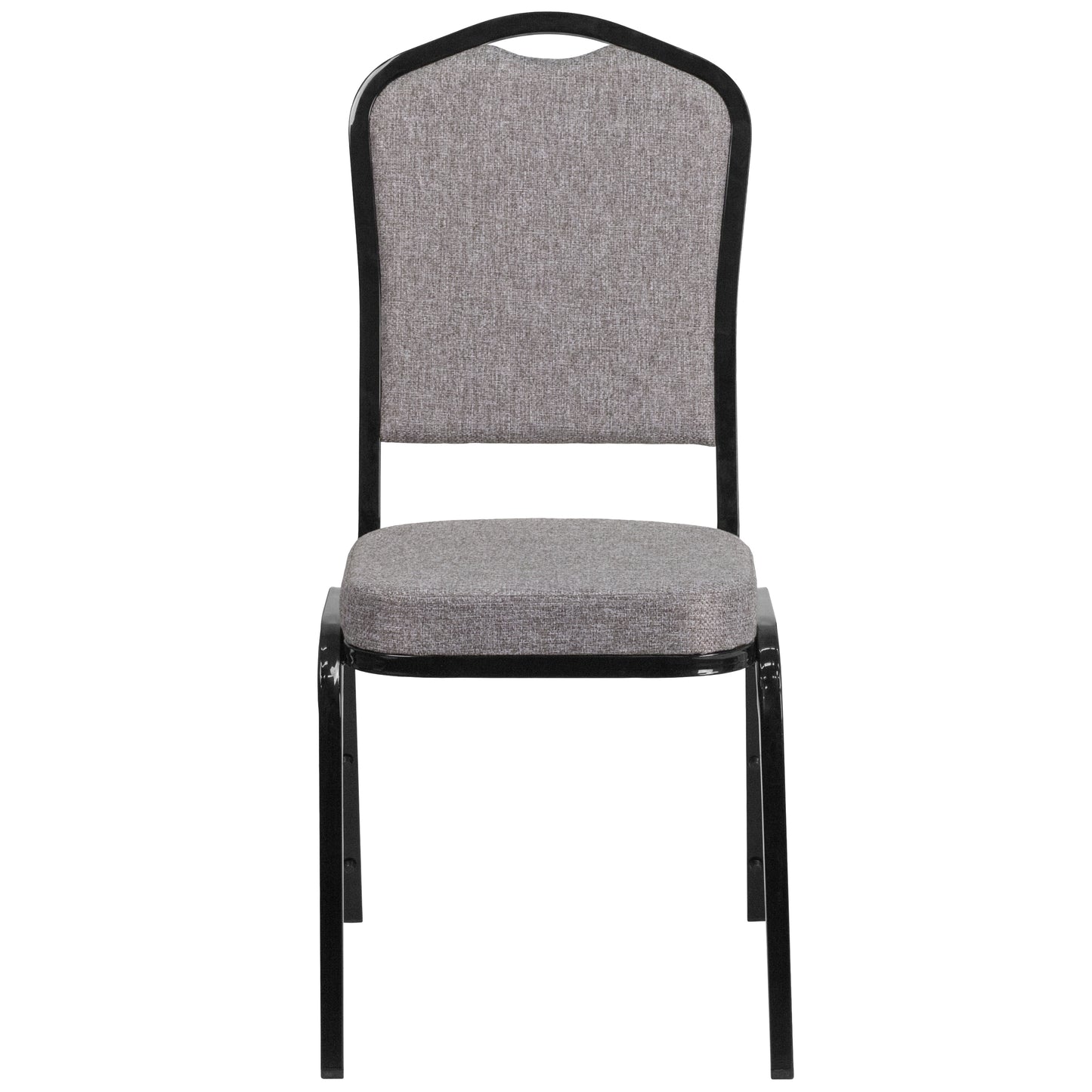 HERCULES Series Crown Back Stacking Banquet Chair in Gray Fabric - Black Frame Gray Fabric/Black Frame FD-C01-B-5-GG
