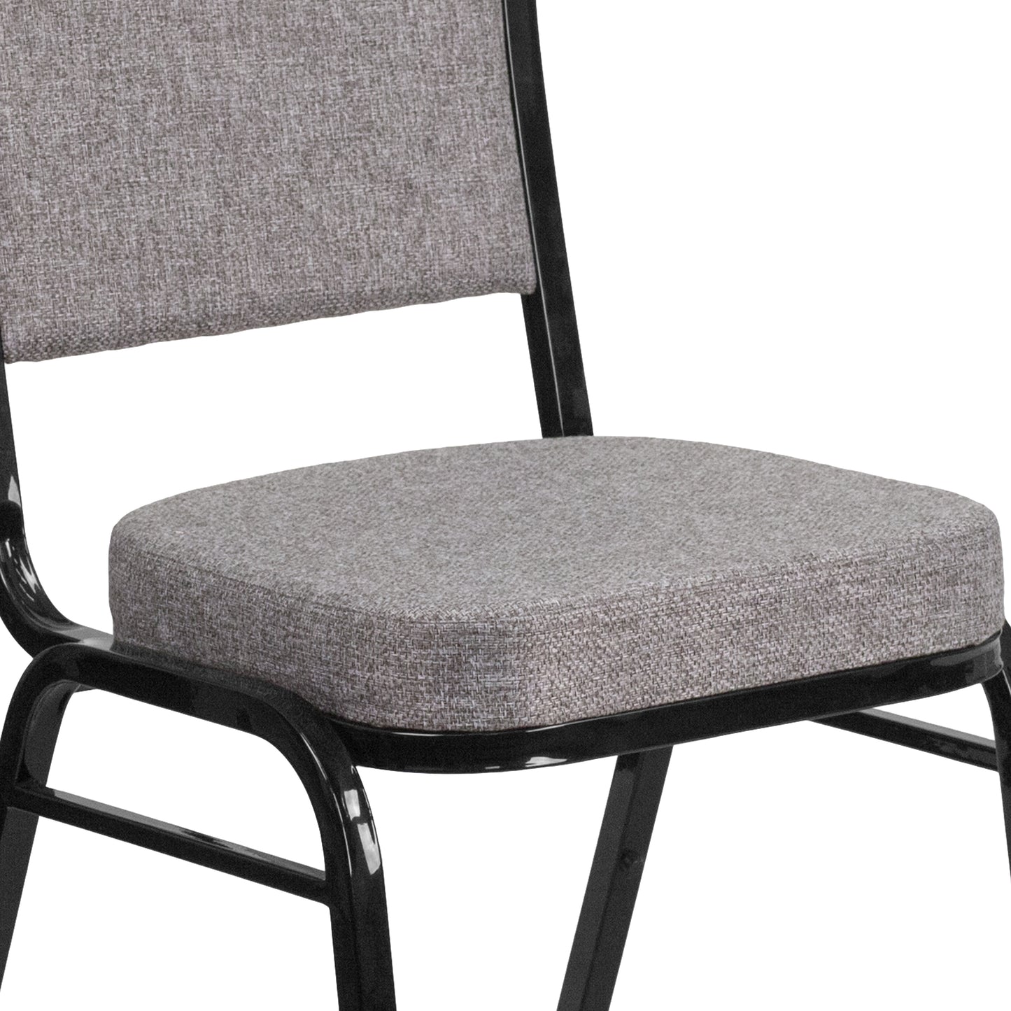 HERCULES Series Crown Back Stacking Banquet Chair in Gray Fabric - Black Frame Gray Fabric/Black Frame FD-C01-B-5-GG