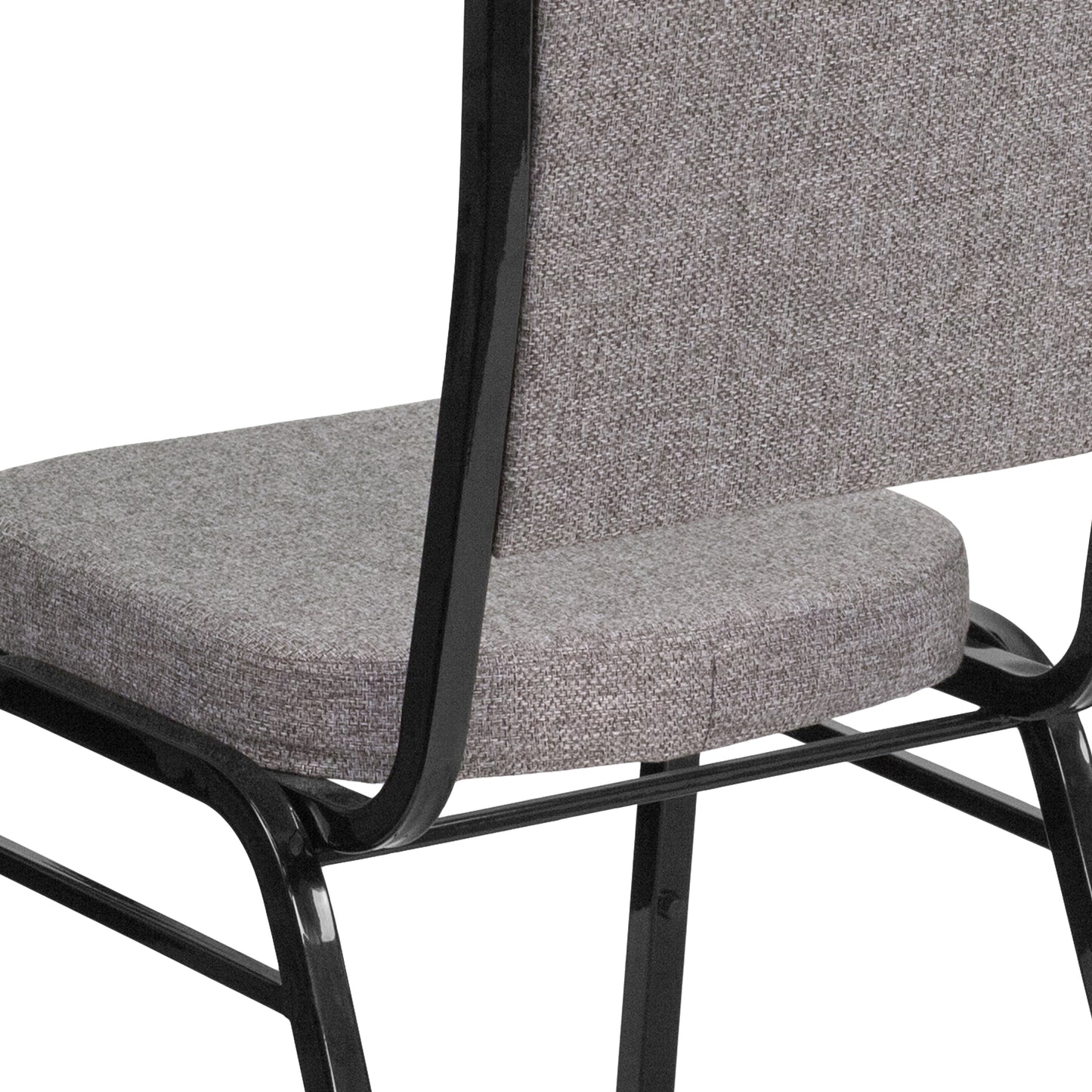 HERCULES Series Crown Back Stacking Banquet Chair in Gray Fabric - Black Frame Gray Fabric/Black Frame FD-C01-B-5-GG