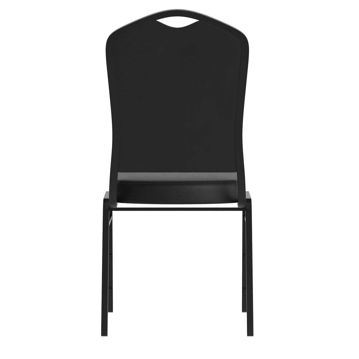 HERCULES Series Crown Back Stacking Banquet Chair in Black Vinyl - Black Frame Black Vinyl/Black Frame