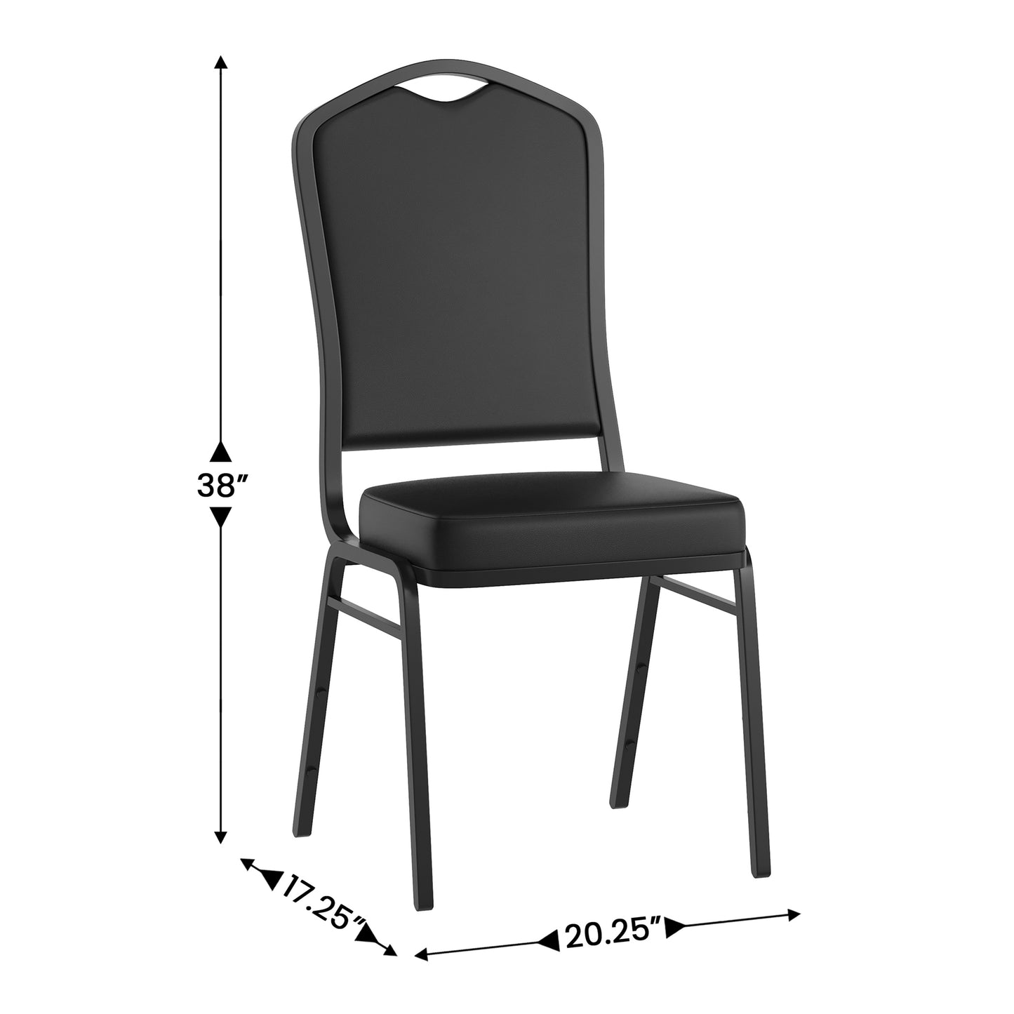 HERCULES Series Crown Back Stacking Banquet Chair in Black Vinyl - Black Frame Black Vinyl/Black Frame