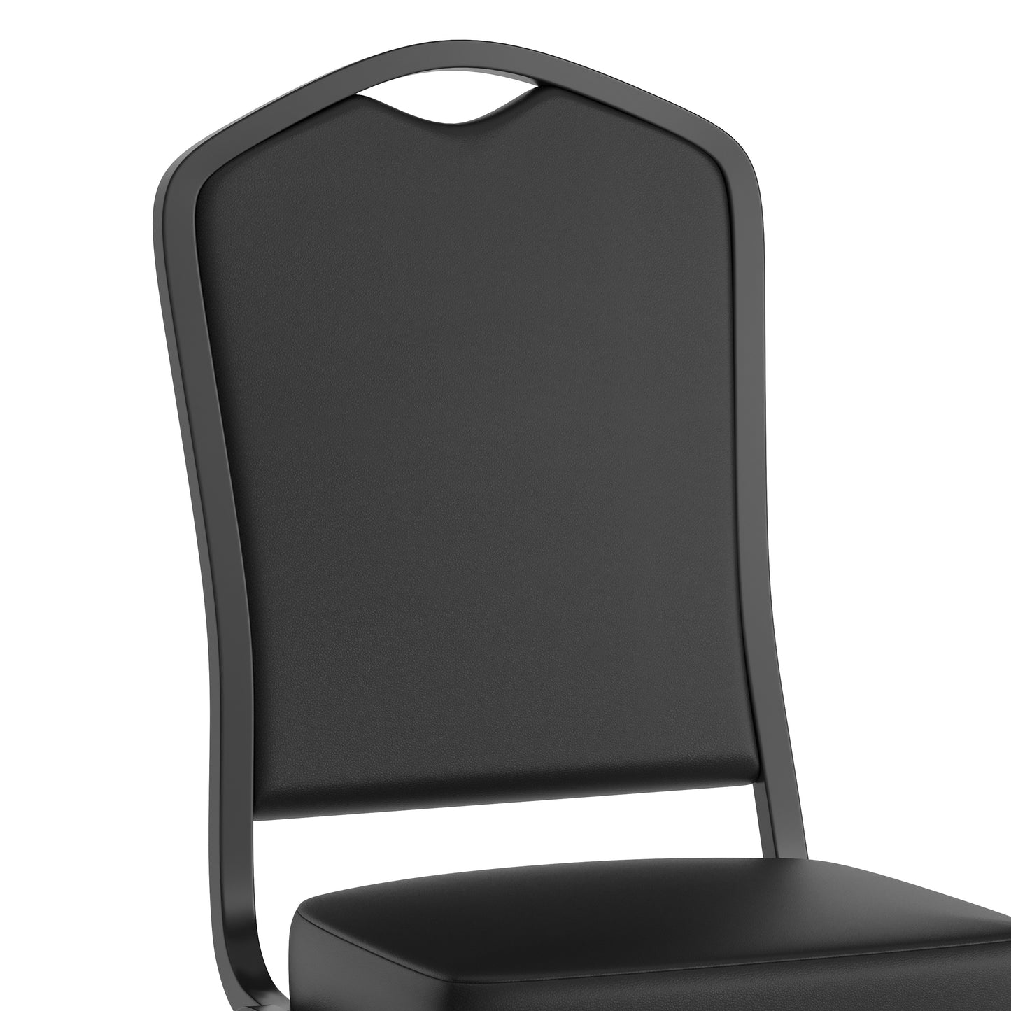 HERCULES Series Crown Back Stacking Banquet Chair in Black Vinyl - Black Frame Black Vinyl/Black Frame