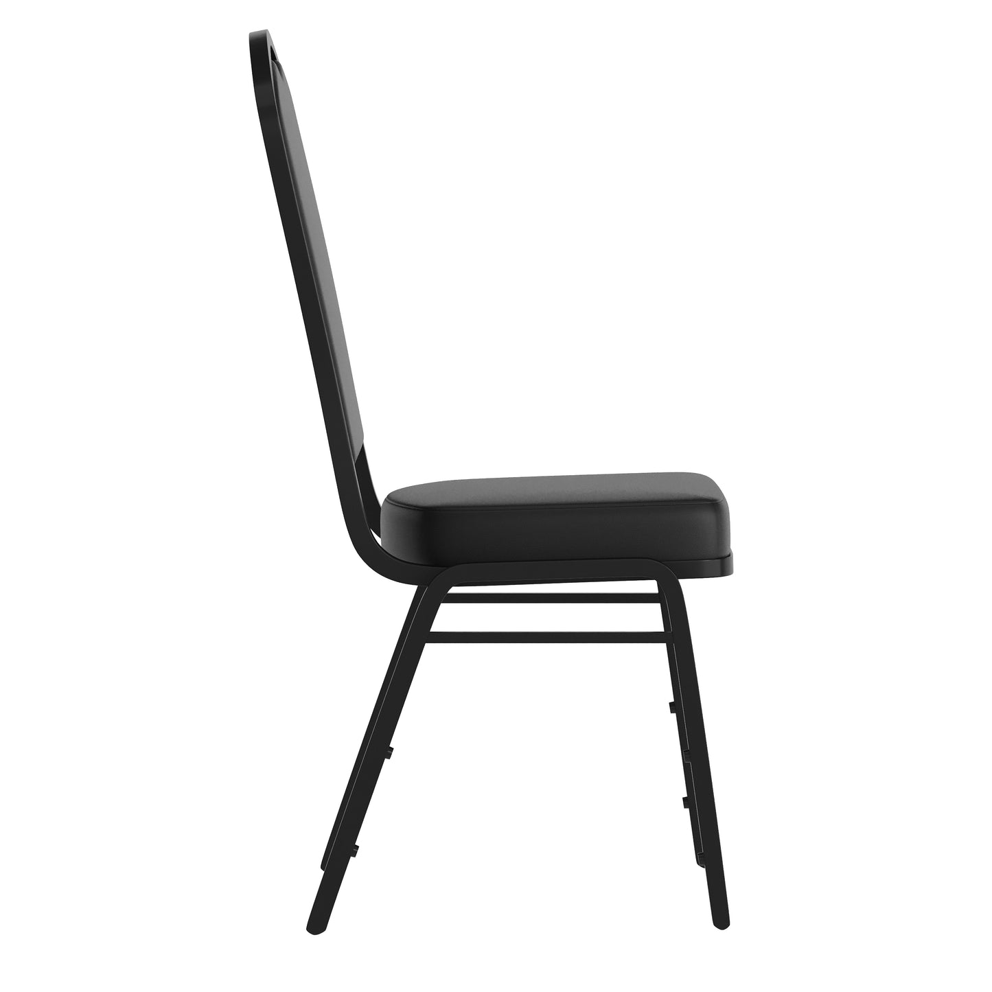 HERCULES Series Crown Back Stacking Banquet Chair in Black Vinyl - Black Frame Black Vinyl/Black Frame