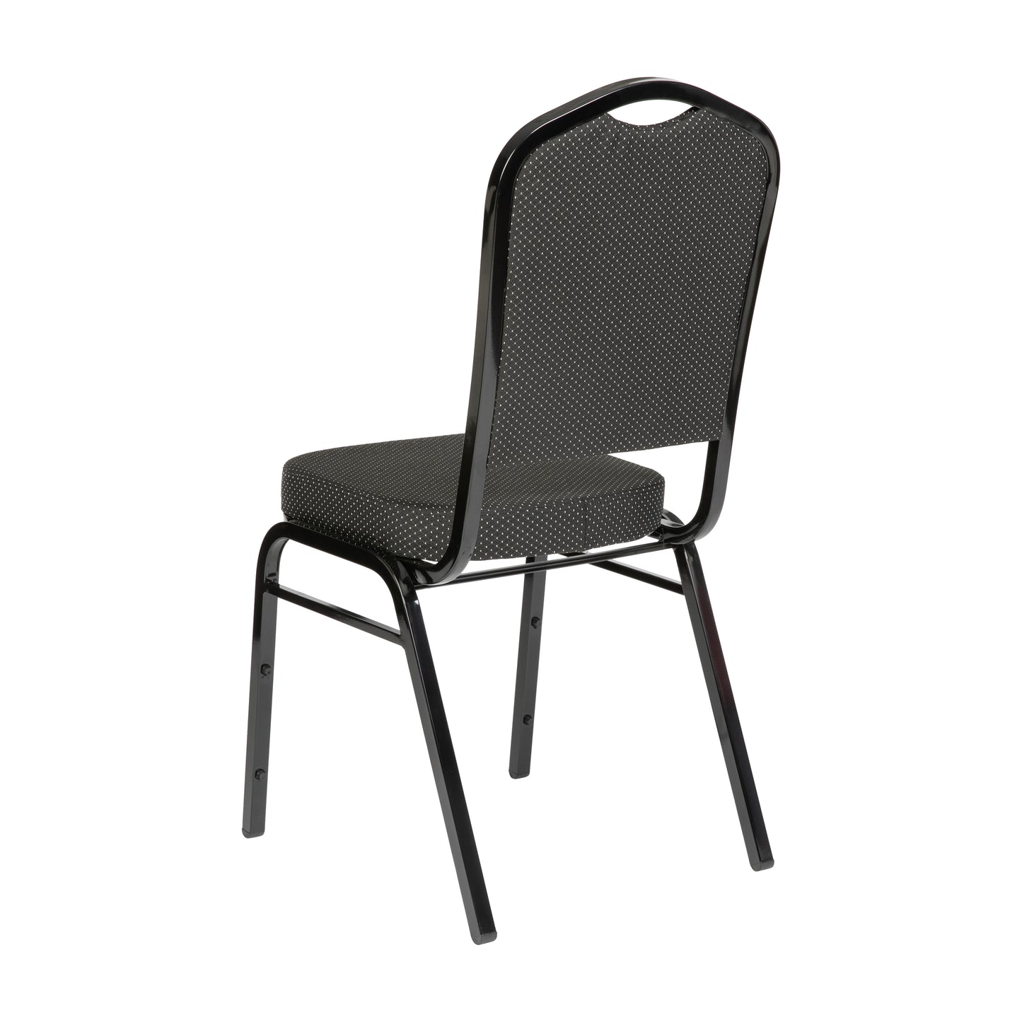 HERCULES Series Crown Back Stacking Banquet Chair in Black Dot Patterned Fabric - Black Frame Black Dot Patterned Fabric/Black Frame