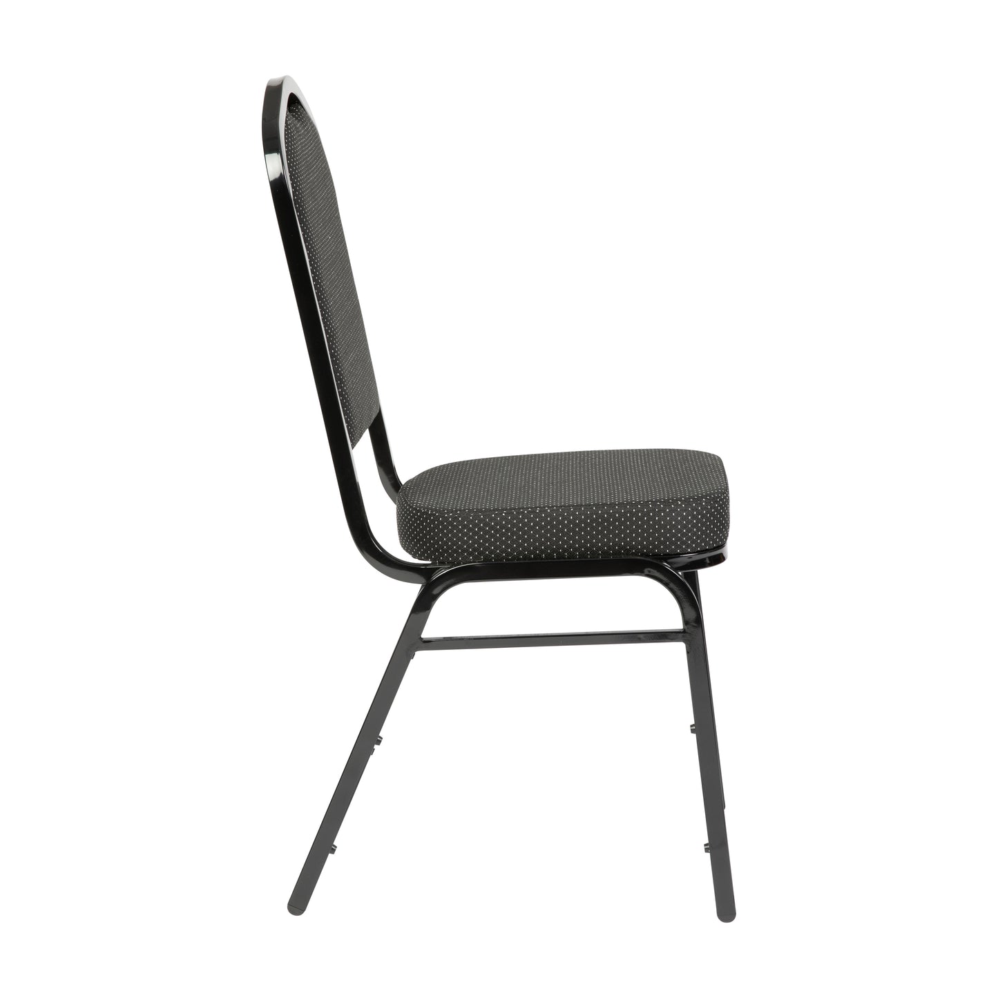 HERCULES Series Crown Back Stacking Banquet Chair in Black Dot Patterned Fabric - Black Frame Black Dot Patterned Fabric/Black Frame
