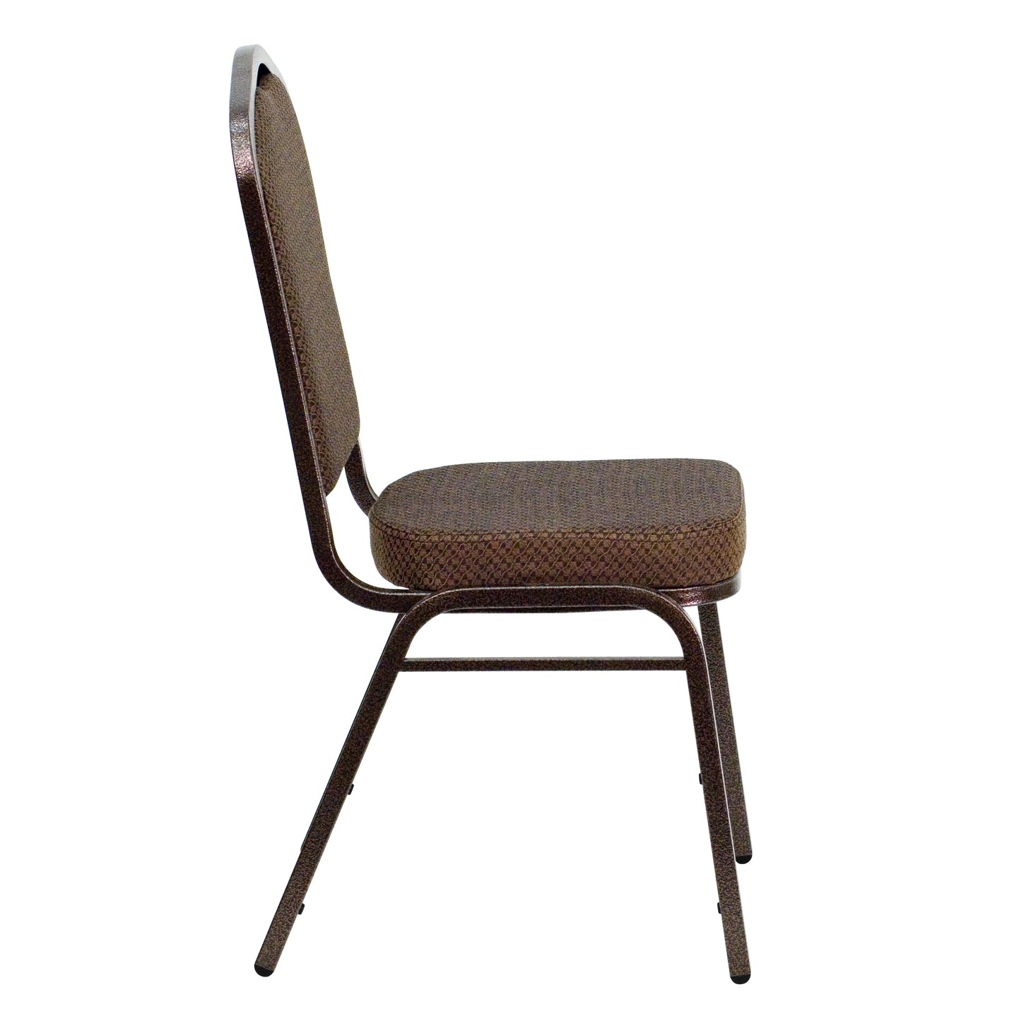 HERCULES Series Crown Back Stacking Banquet Chair in Brown Patterned Fabric - Copper Vein Frame Brown Patterned Fabric/Copper Vein Frame