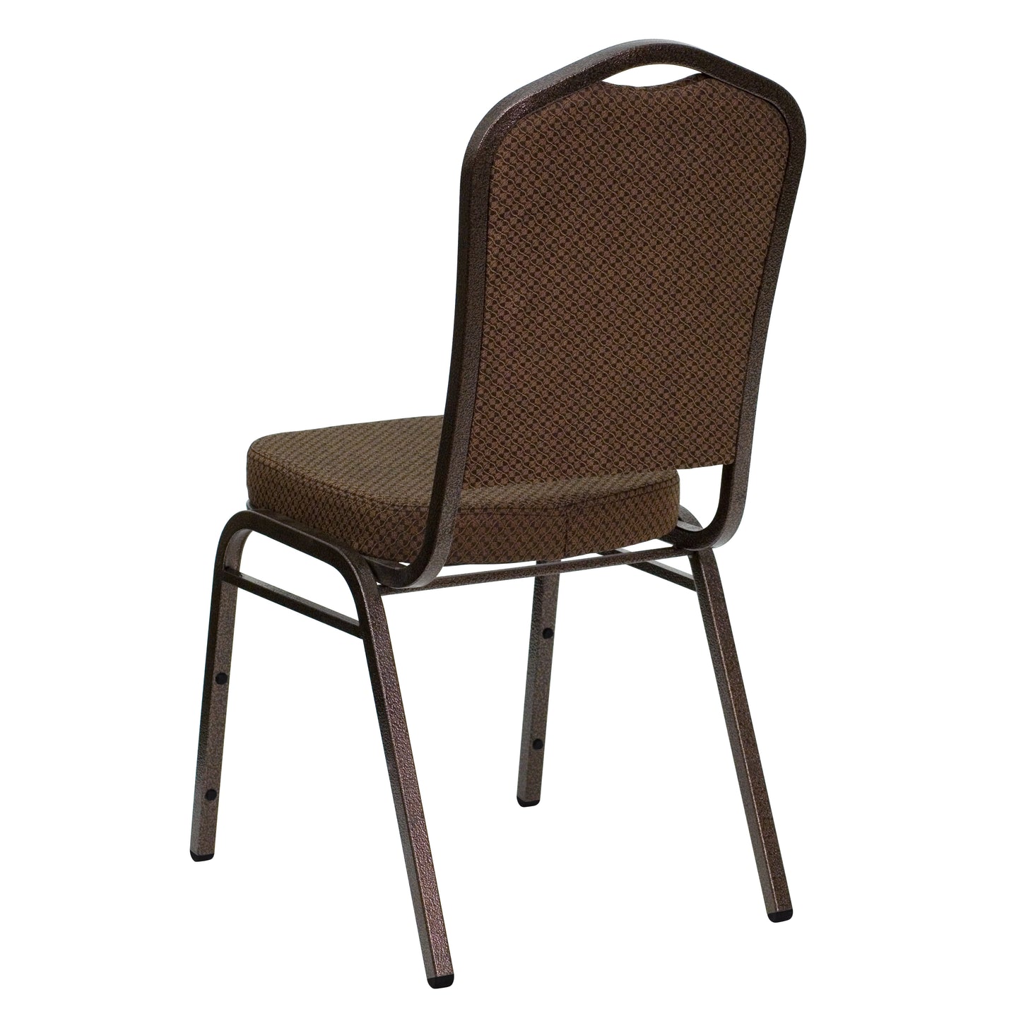 HERCULES Series Crown Back Stacking Banquet Chair in Brown Patterned Fabric - Copper Vein Frame Brown Patterned Fabric/Copper Vein Frame